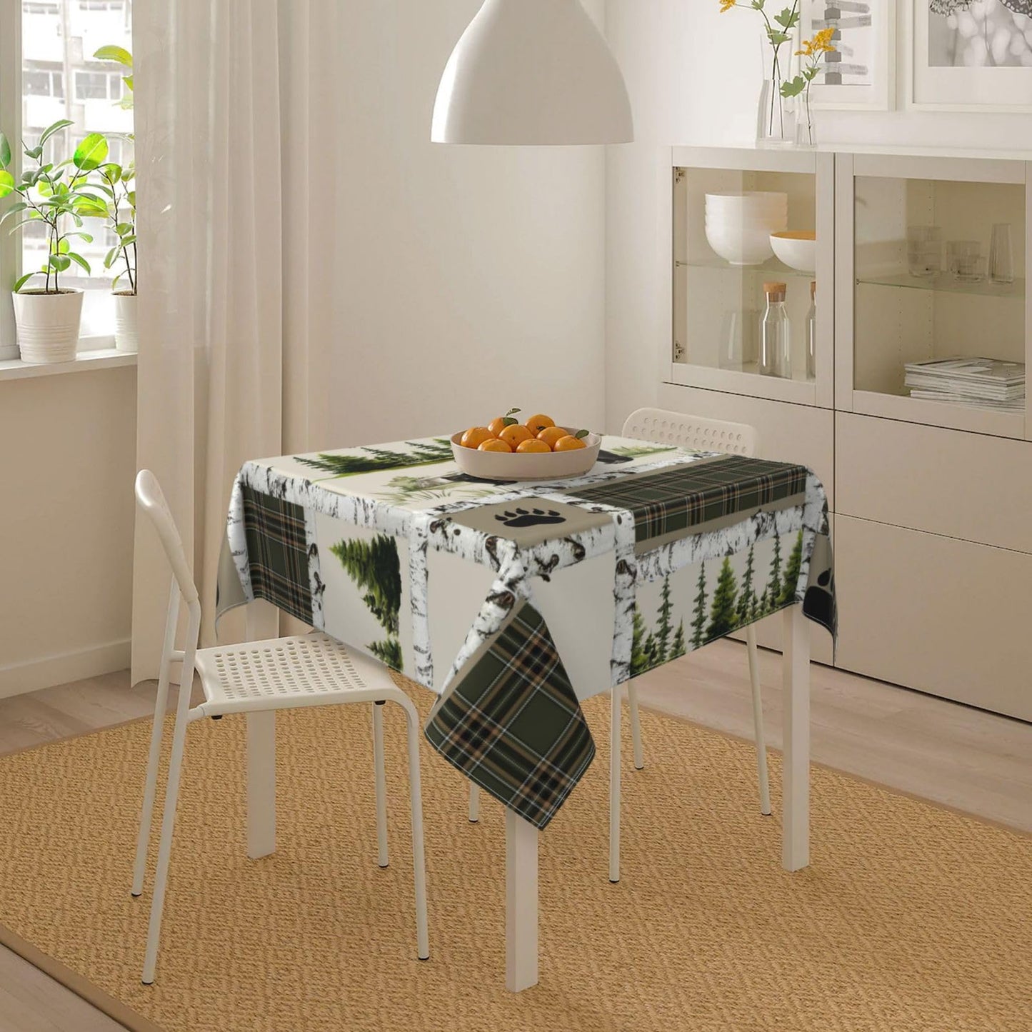Rustic Country Square Tablecloth,Country Style Farmhouse Lodge Bear Moose Deer Long Table Cloth Washable Table Cover for Kitchen Dining,55"x55"