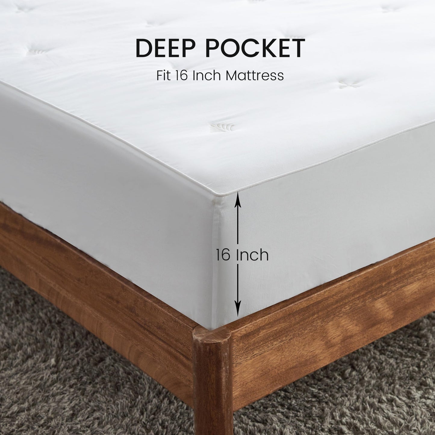 Simple&Opulence Cooling Quilted Mattress Pad – Fitted Sheet Mattress Protector Cover with Elastic Corners, Soft & Breathable, 16 Inch Deep Pocket (White, Twin)