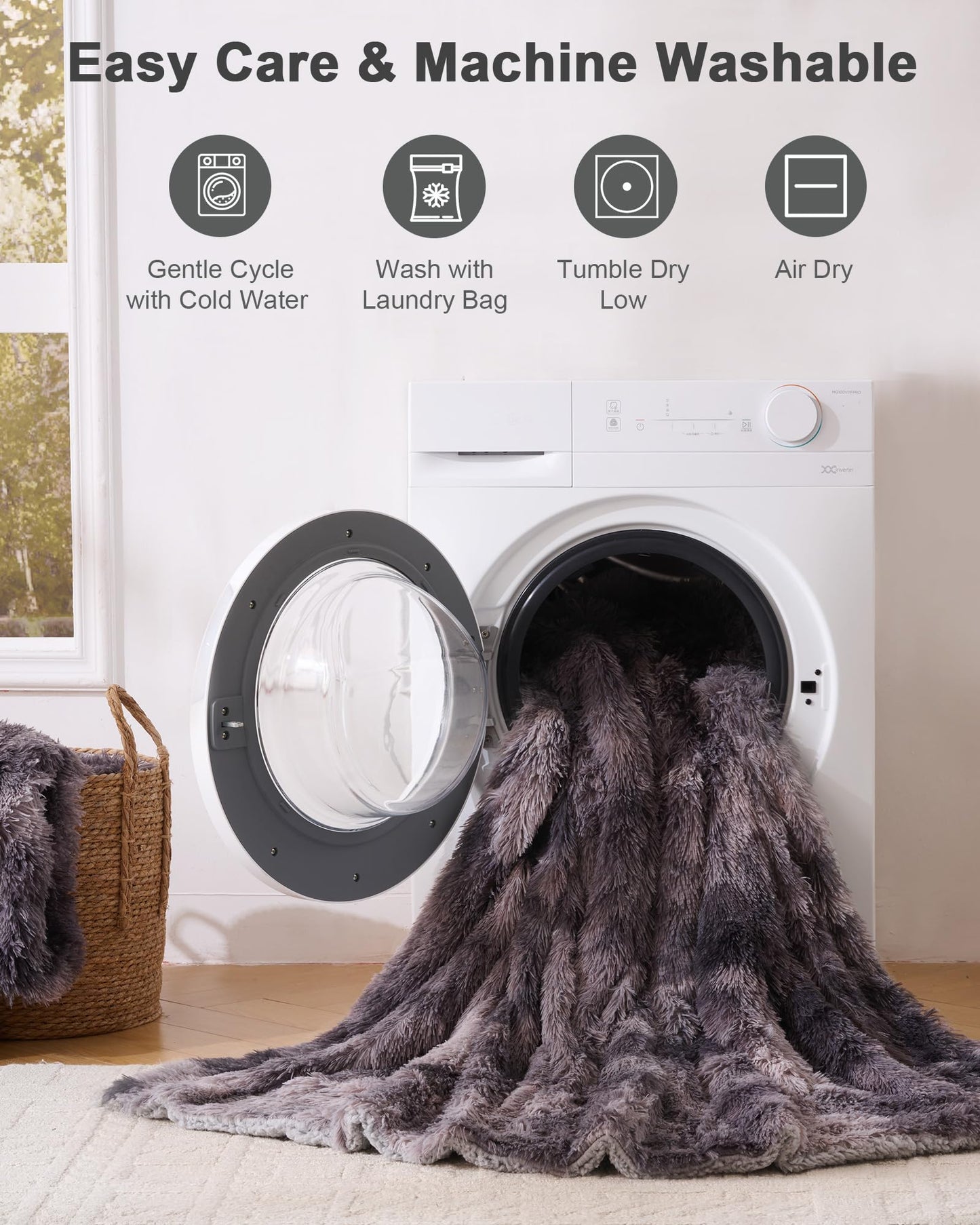 UINIU Super Soft Fluffy Faux Fur Sherpa Fleece Blankets Queen Size for Bed, Bedroom Decor Winter Big Blankets Thick Warm, Fuzzy Plush Heavy Bedding Cozy Gifts for Women Men Mom Dad, 90" x 90"