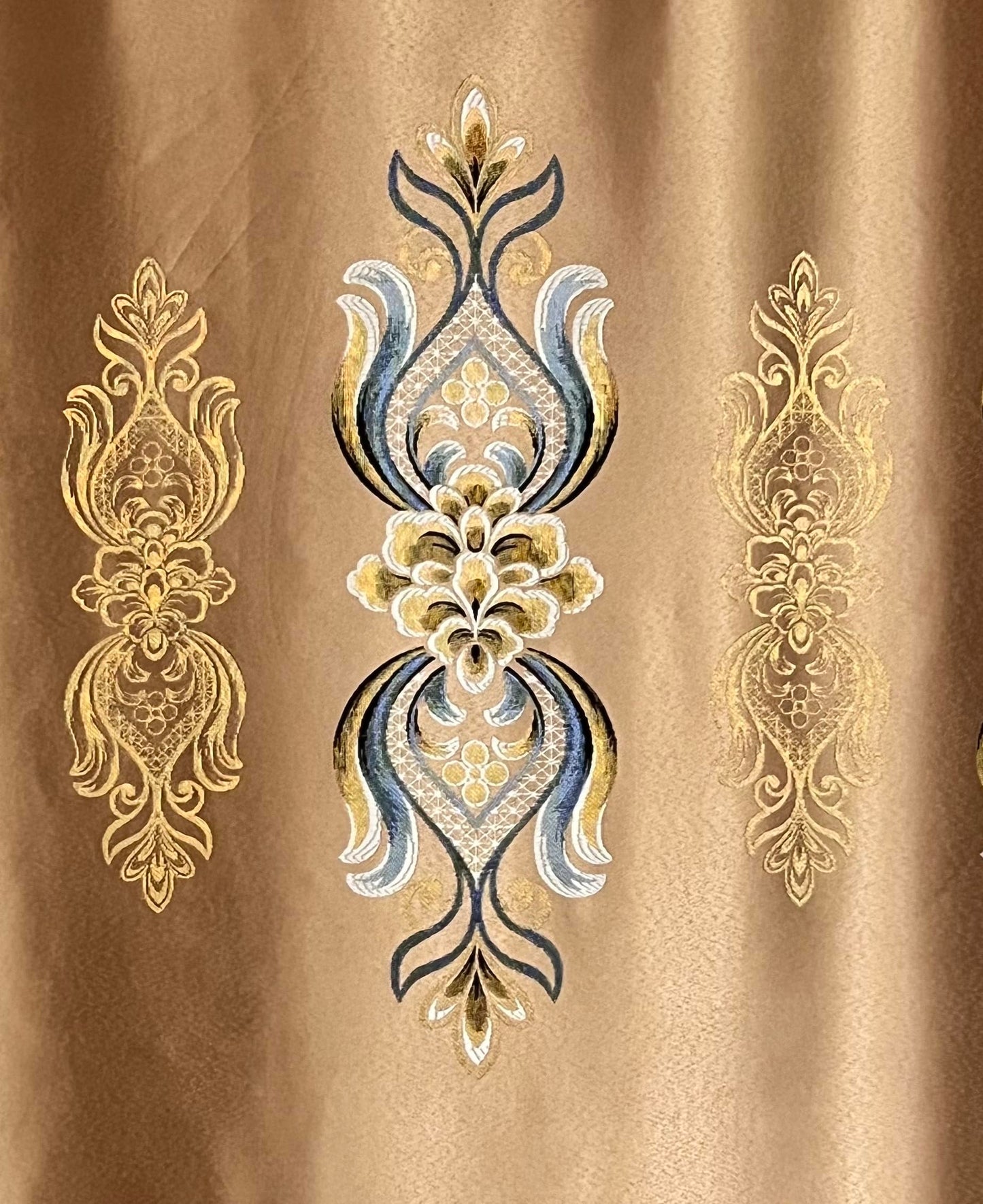 GOHD Regal Regalia Jacquard Blackout Curtains,Set of 2 Panels,W60”*L86,80% Light Blocking Window Drapes with Gold Floral Pattern, for Bedroom Living Room,Bronze
