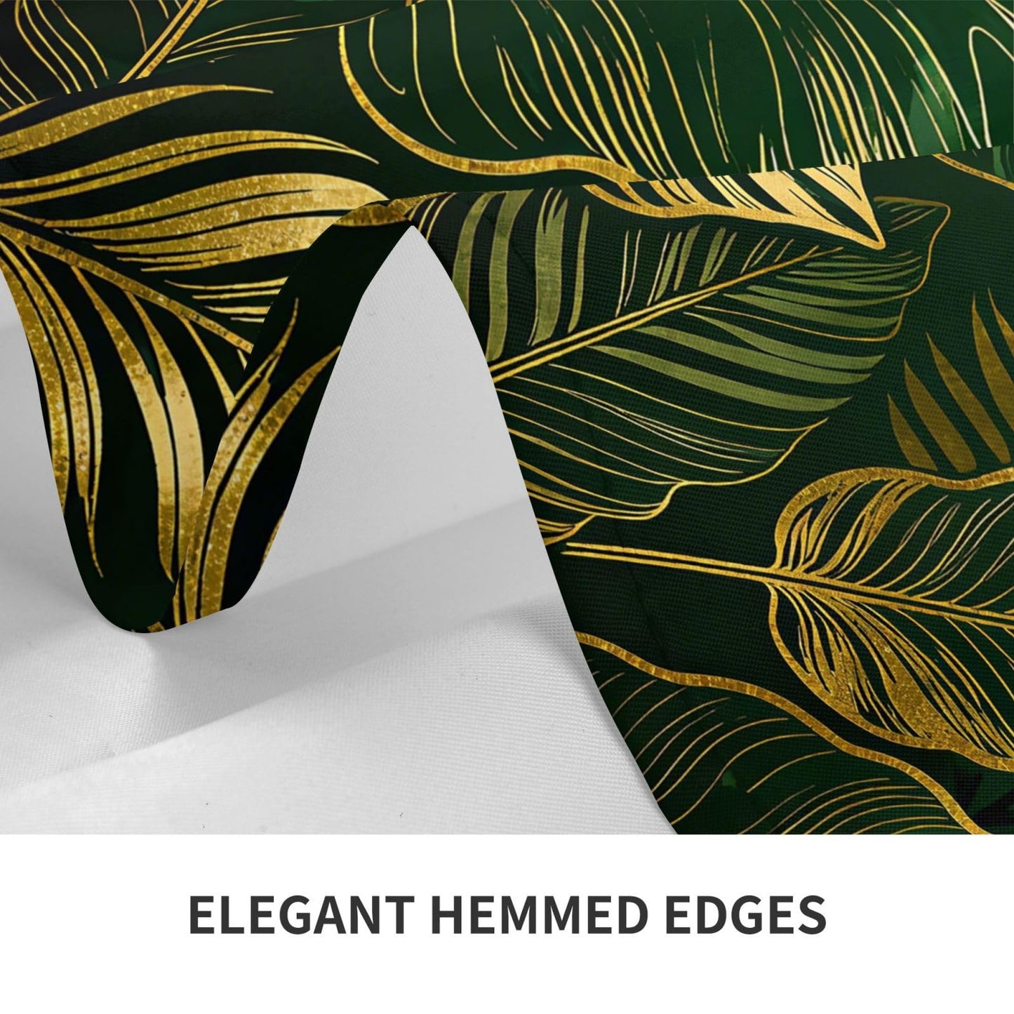 Kuderiy Green Gold Leaves Rectangle Tablecloth Palm Tree Leaf Table Cloth Summer Vintage Tropical Botanical Rectangular Tablecloth Luxury Table Cover for Dining Room Kitchen Party 54 x 72 Inch