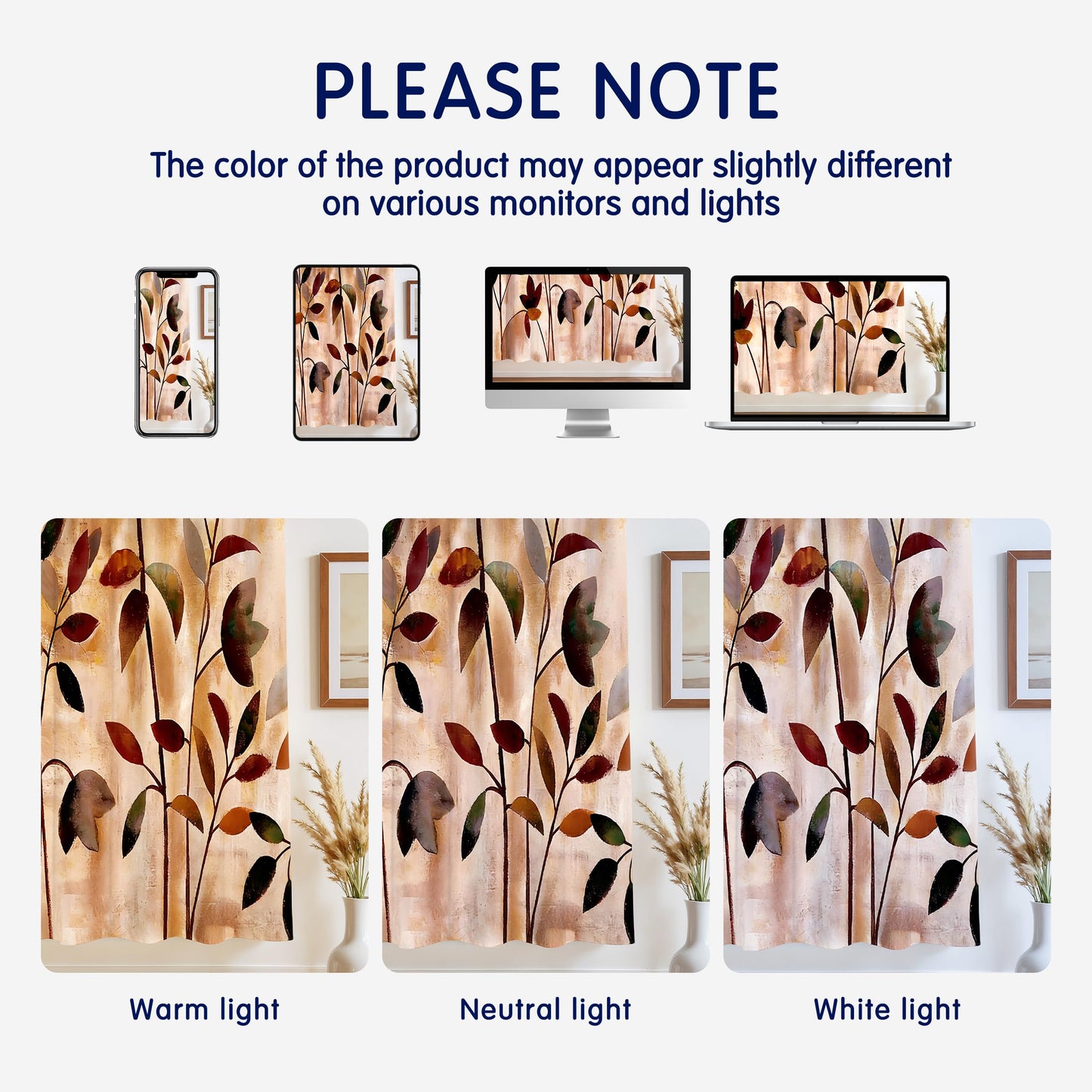 SUBRTEX Light Flitering Curtains 52Wx84L, Room Darkening Vibrant Floral Drapes, 50% Blackout, Semi Sheer Boho Farmhouse Curtains for Living Room, Brown