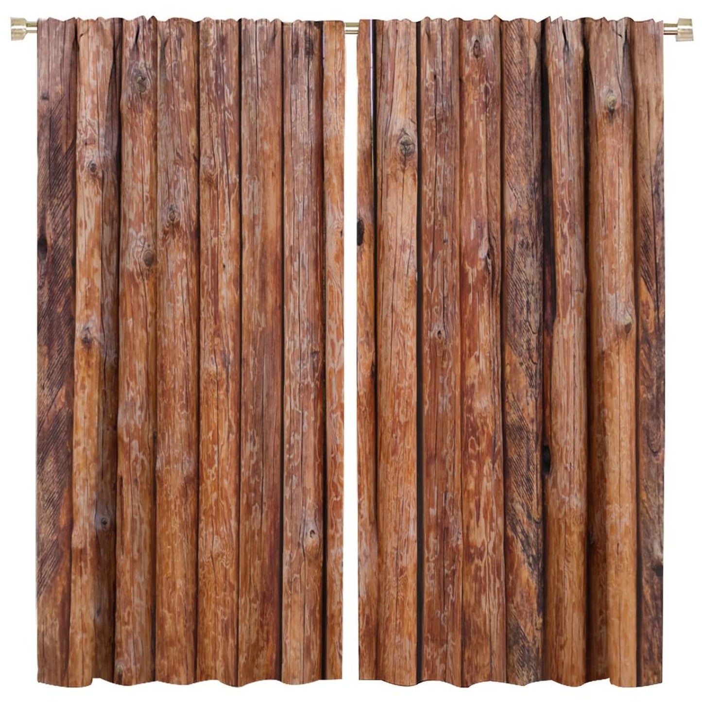 Rustic Wooden Kitchen Curtain,Vintage Old Brown Wood Countryside Theme Room Darkening Window Curtain Drapes for Living Room Bedroom Bathroom Dining Room W42xL45in