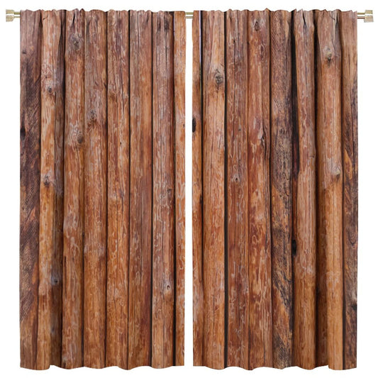 Rustic Wooden Kitchen Curtain,Vintage Old Brown Wood Countryside Theme Room Darkening Window Curtain Drapes for Living Room Bedroom Bathroom Dining Room W42xL45in