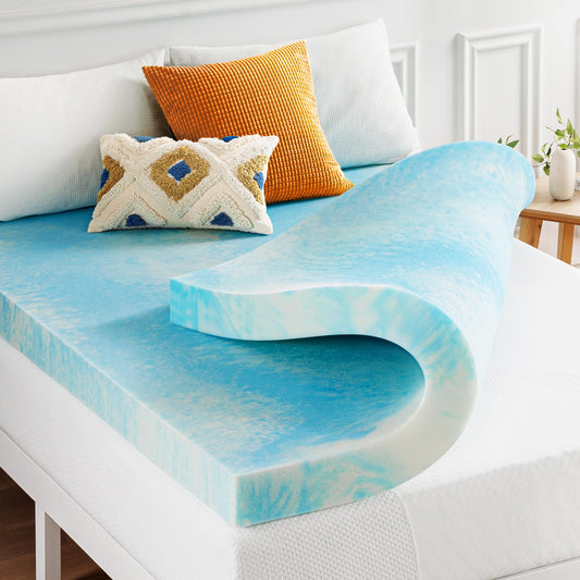 Best Price Mattress 4 Inch Swirl Gel AeroBreeze Cooling Air Flow Memory Foam Mattress Topper, Dorm Essentials, King