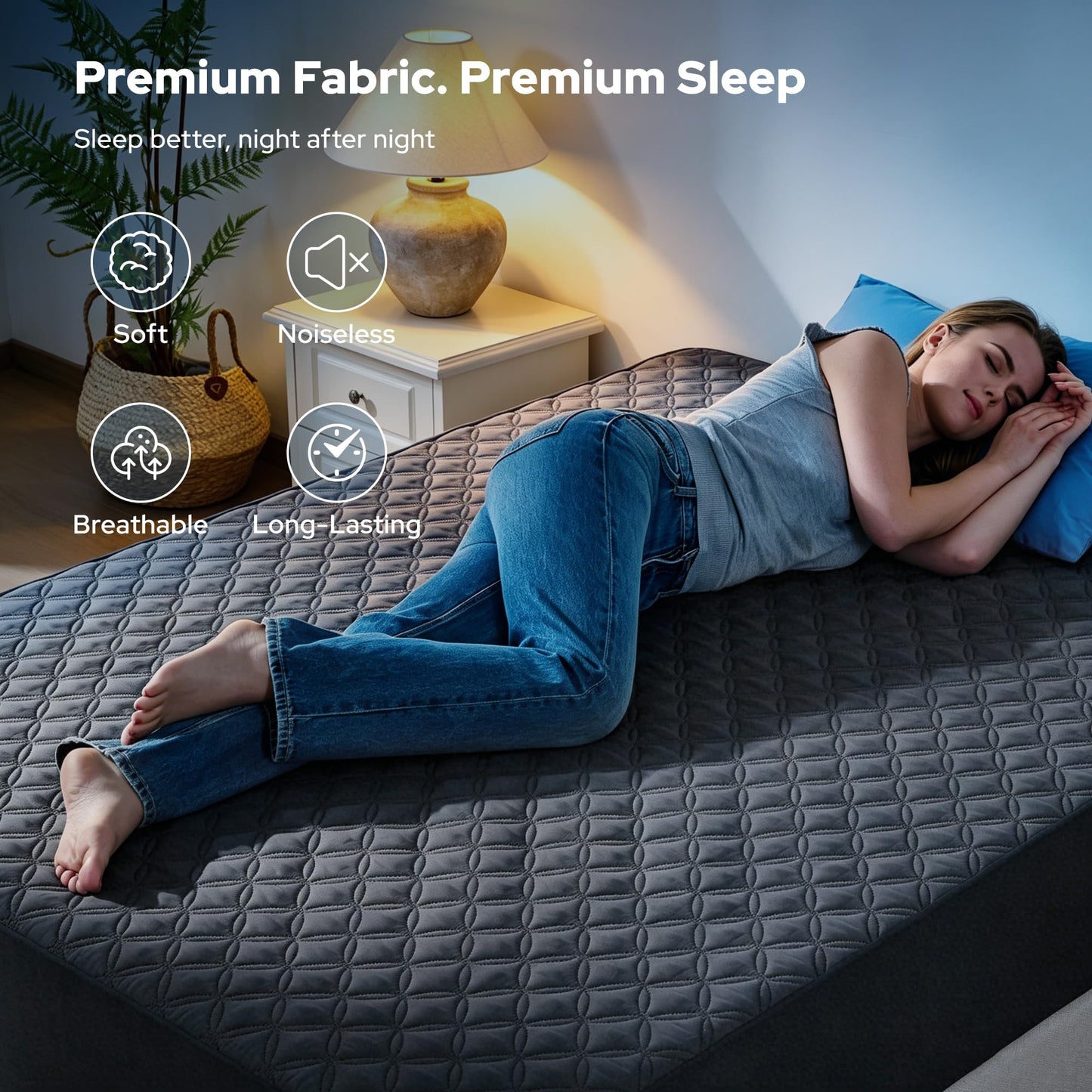 2 Pack Waterproof Mattress Protector, Queen Size Mattress Pad Noiseless with Deep Pocket Fitted for 6"-18", Soft Breathable Dirt-Proof Bed Mattress Cover Washable for Home, Bedroom, Hotel (Gray)