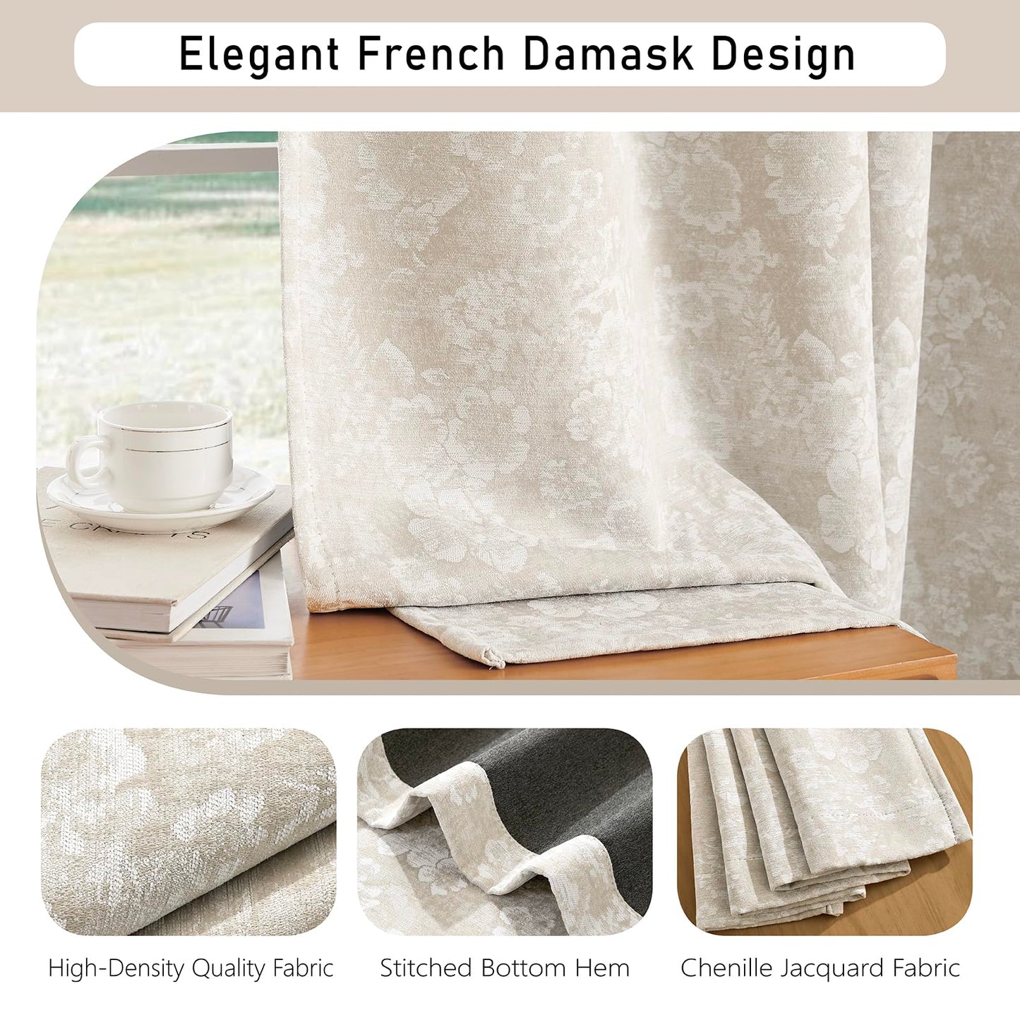 Slomebery Dusty Beige Blackout Curtains 52" W x 84" L inch 2 Panels