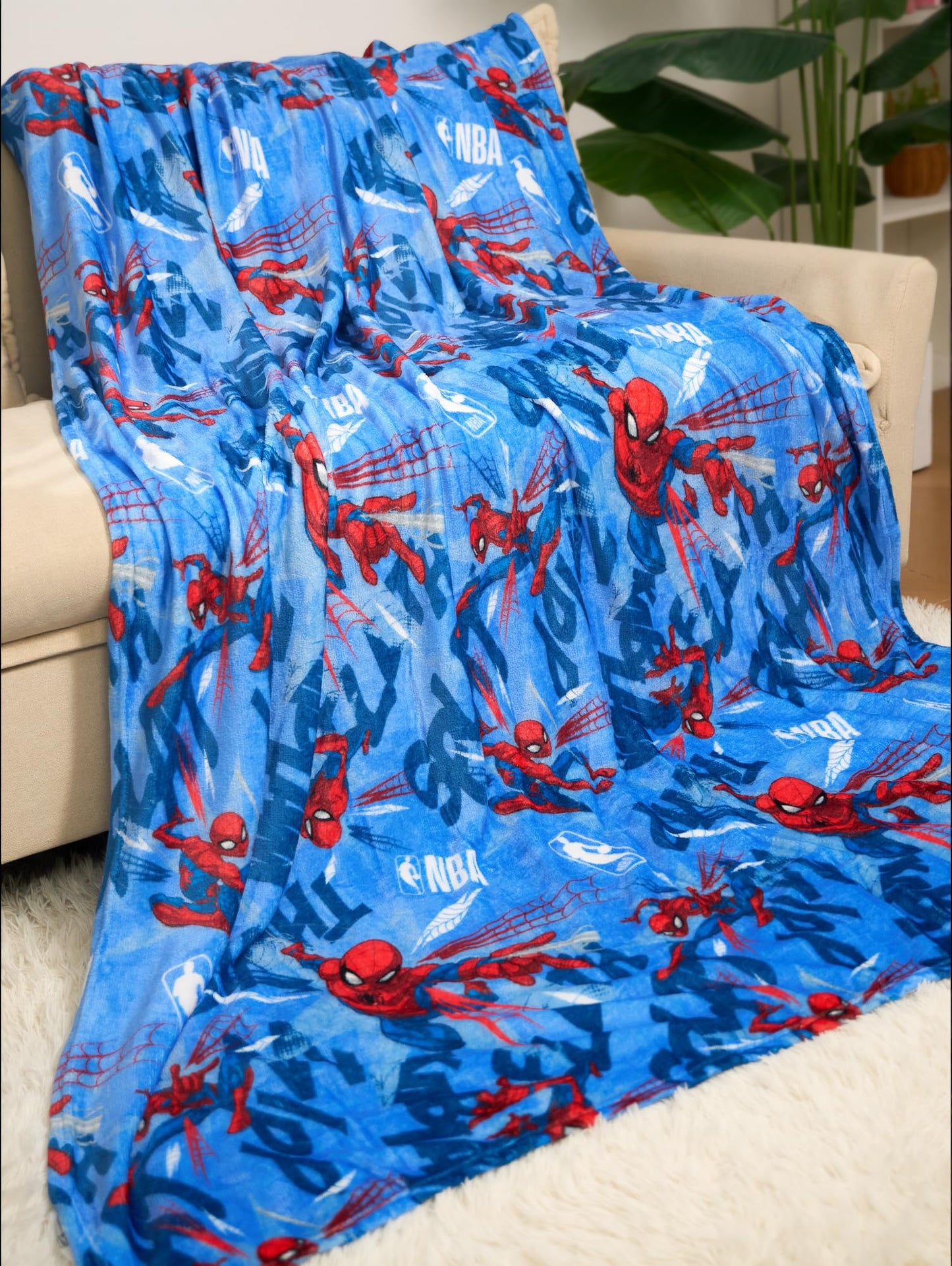 Northwest Disney Marvel Spiderman Plush Throw Blanket, Oversized 62" x 90" Silk Touch Soft Fleece Blanket for Kids & Adults, Officially Licensed