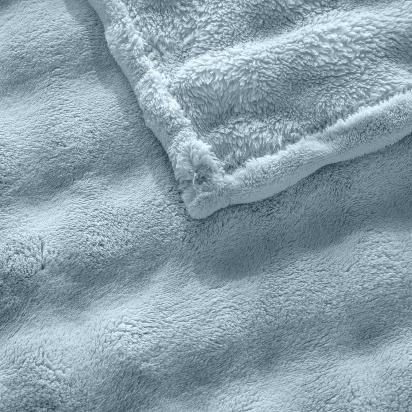 Light Blue Fur Throw Blanket for Couch, Soft Fluffy Bubble Blanket for Bed Sofa, Thick Warm Plush Fuzzy Rabbit Fur Blanket for Neutral Home Decor, 50"X 60"