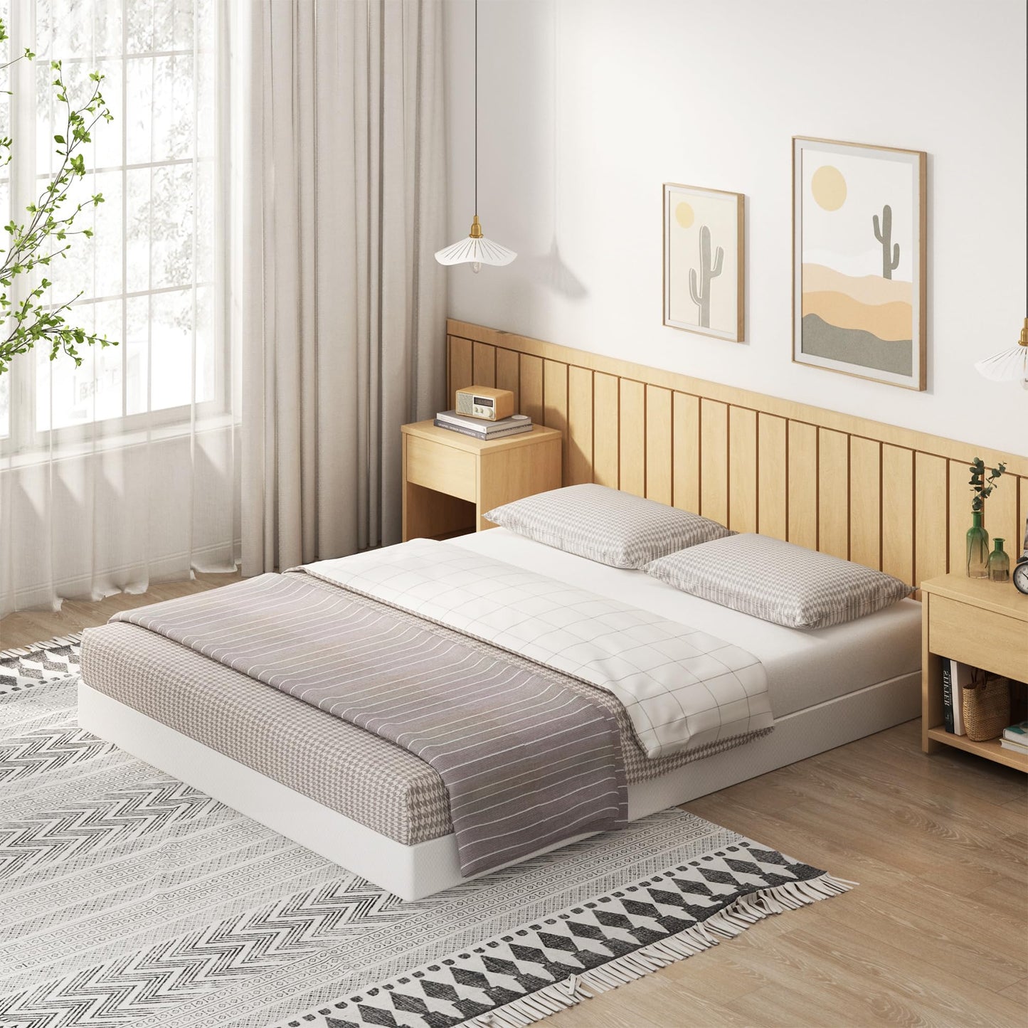 EMODA 5 Inch Box Spring Queen Size Bed Base, Heavy Duty Metal Queen Mattress Foundation with Fabric Cover, Easy Assembly, Black