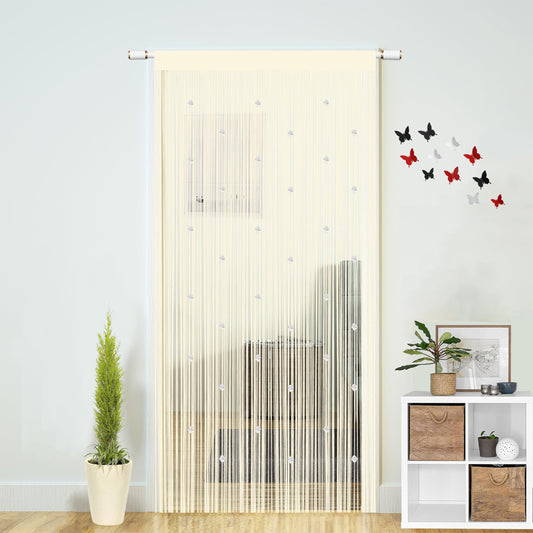 Beaded String Curtains for Doorways Boho Bedroom Decor Hanging Door Wall Beads Closet Window Curtain Room Divider Privacy Decorative (Champagne, 39" W x 79" L)