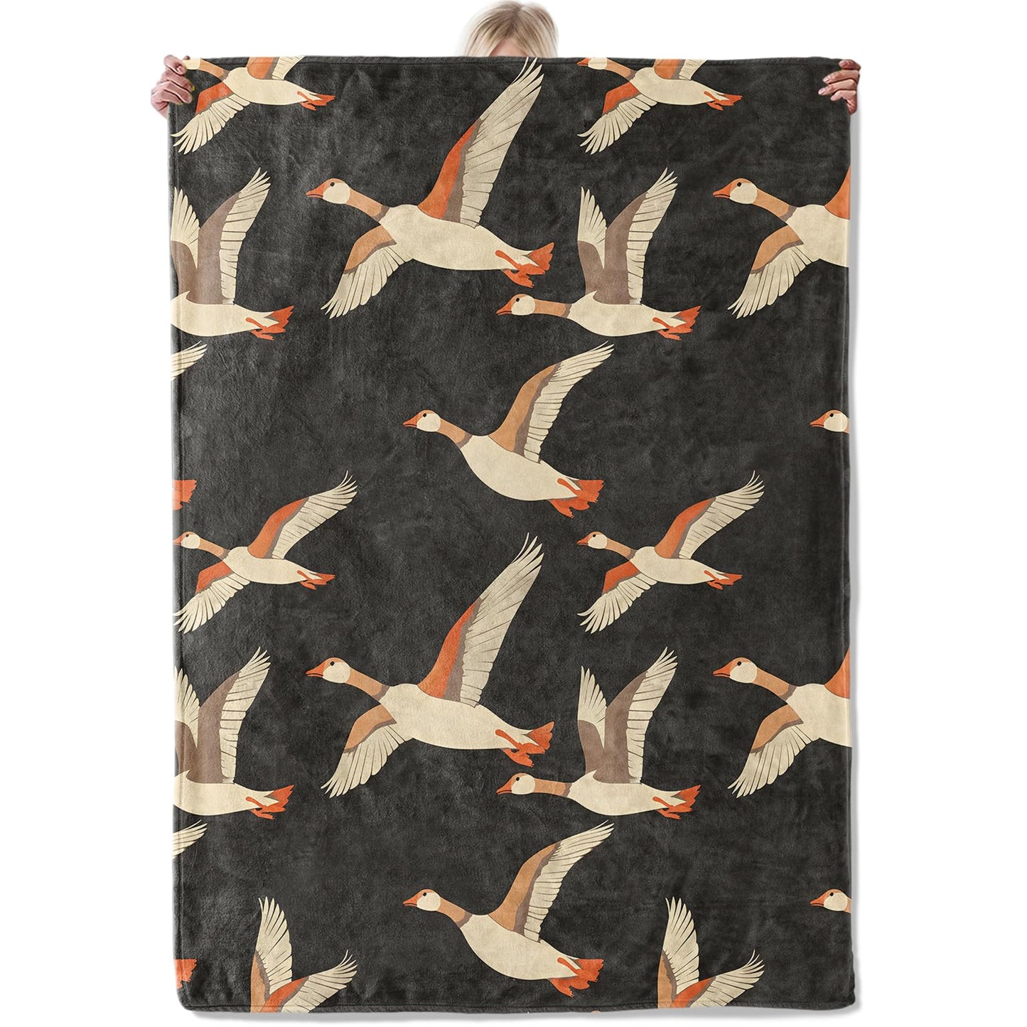 Aonimonis Goose Pattern Throw Blanket Gifts for Women, Soft Fuzzy Warm Cozy Flannel Blankets for Bedroom, Travel, Couch, Home Decor 50x60 in