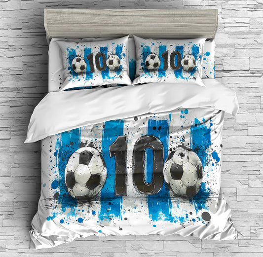 REALIN Soccer Football Duvet Cover Set, Sport Bedding 3PCS/4PCS Twin Full Queen King, Soft Microfiber with Pillow Shams & Flat Sheet, No Comforter/Insert Included (A,Twin-172x218cm-3PCS)