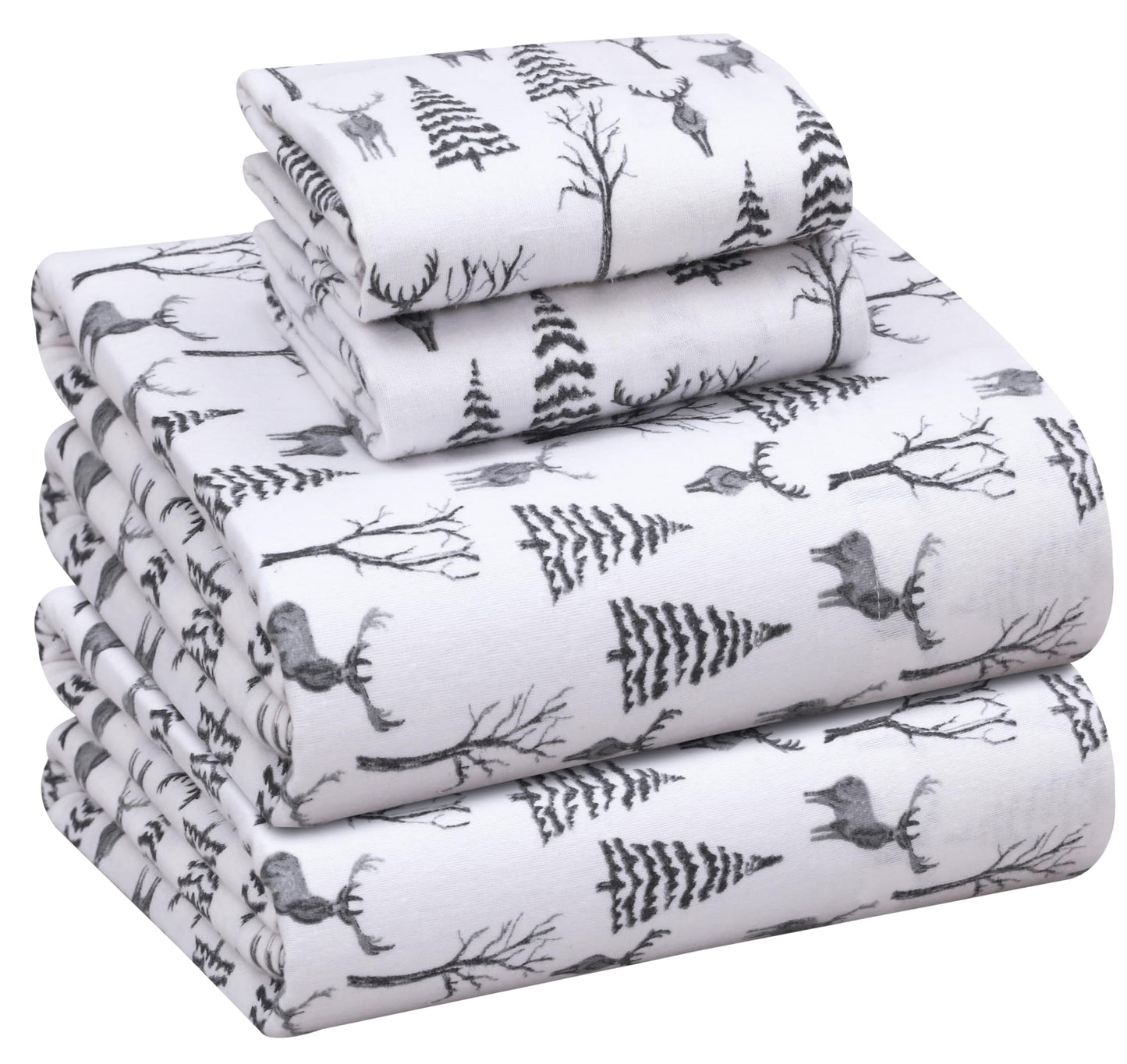 RUVANTI Flannel Sheets Queen Size - 100% Cotton Double Brushed Bed Sheets, Deep Pockets 16 Inches Queen Sheet Set, All Seasons Breathable & Extra Soft - Warm & Cozy, 4 Piece, Dry Winter