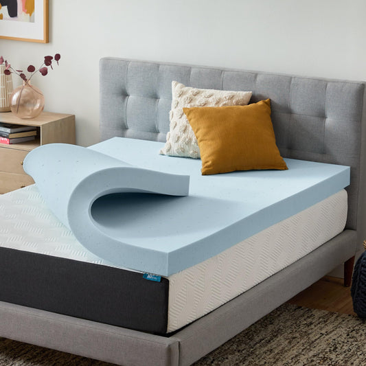 Lucid 4 Inch Memory Foam Mattress Topper, King Size – Cooling Gel Bed Topper – Preassure-Relieving Ultra Plush Feel – Ventilated Breathable Design – CertiPur Certified - Dorm Room Essentials