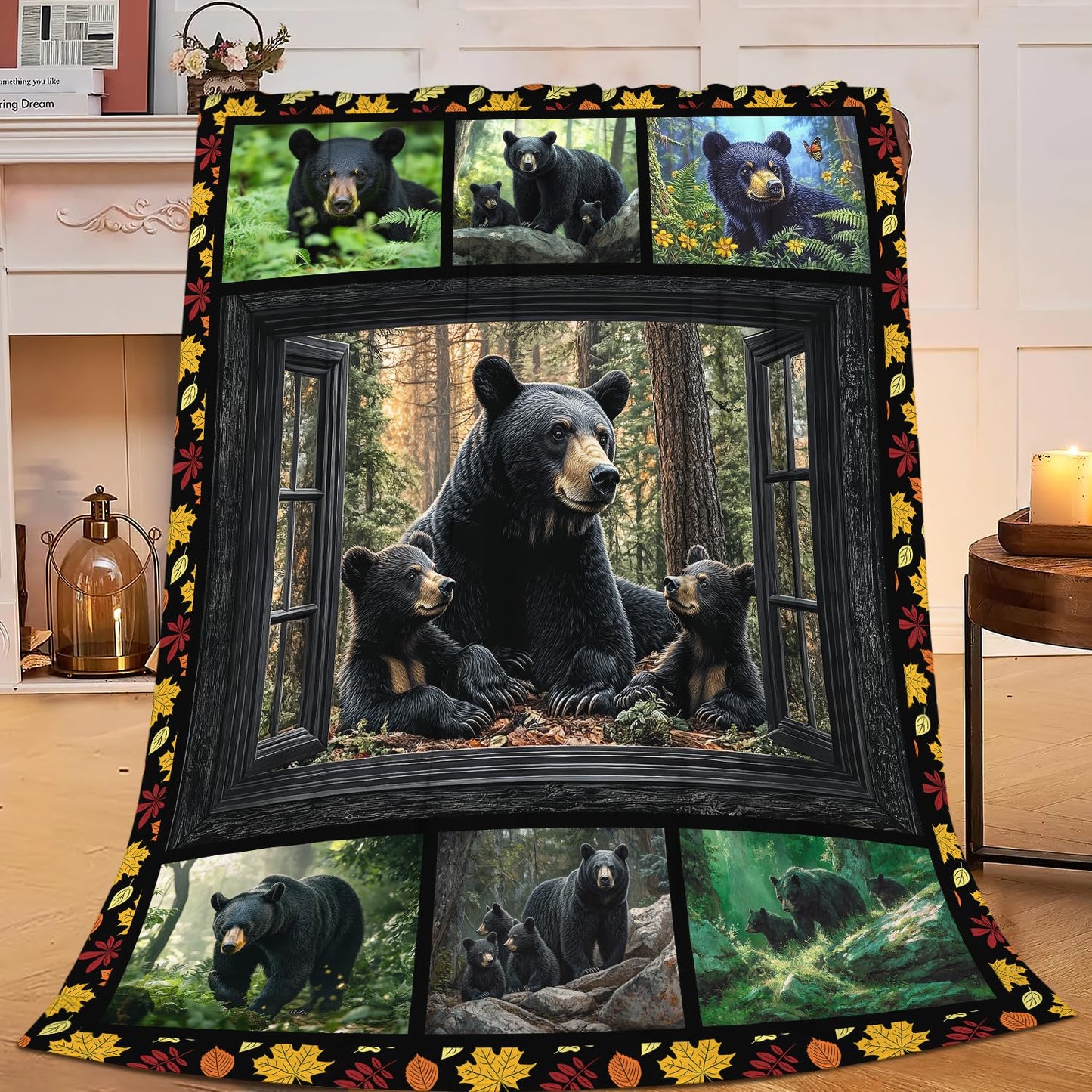Bear Throw Blanket Farmhouse Bear Blankets Fleece Plush Flannel Super Soft Cozy Warm Lightweight Bears Decor Gifts for Boys Girls Kids Adults Men Women 40" x 50"