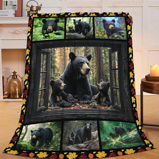 Bear Throw Blanket Farmhouse Bear Blankets Fleece Plush Flannel Super Soft Cozy Warm Lightweight Bears Decor Gifts for Boys Girls Kids Adults Men Women 40" x 50"