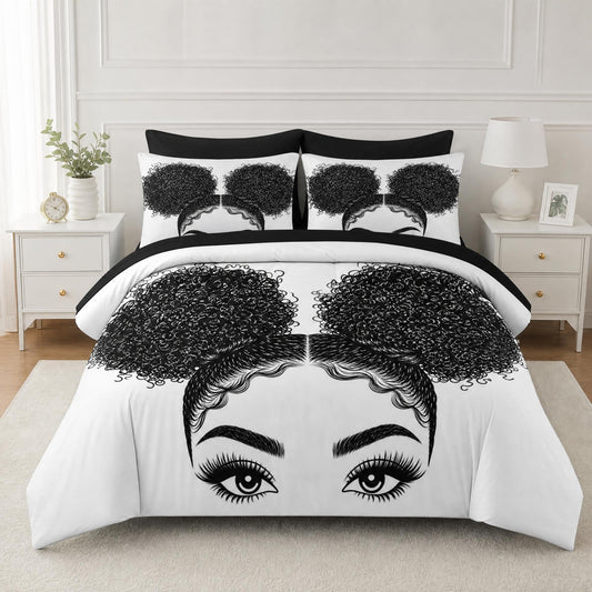 Boewywh Comforter Set Twin Size Minimalist Black White 7 Pcs, Bedding for Kids and Adults, Bed Sheet Sets with Fitted Sheet 2 Pillowcases & 2 Shams for Bedroom Bed Decor