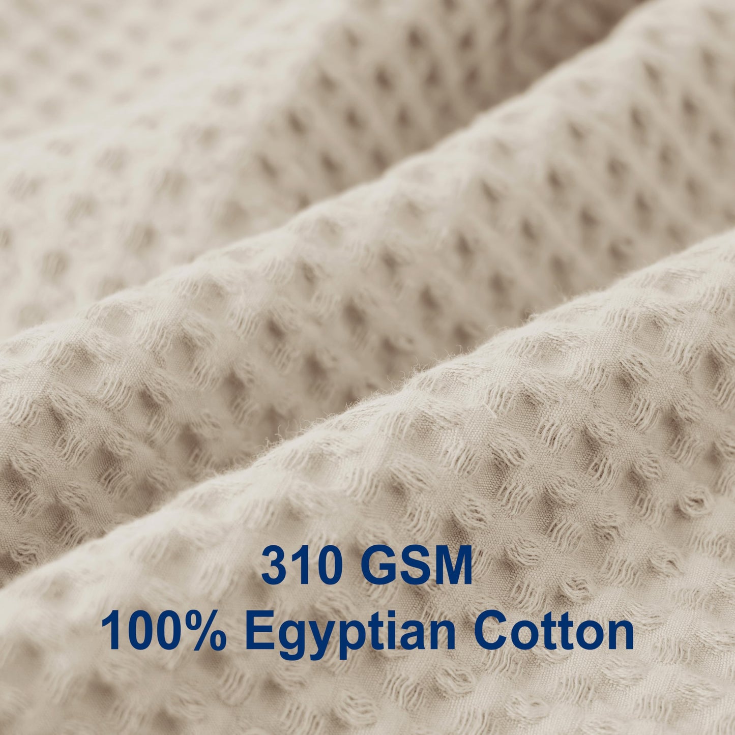 100% Egyptian Cotton Duvet Cover Set Queen Size, Waffle Weave Duvet Cover, 600 TC Soft Breathable Luxury Bedding Set for All Season, 3 PCS, 1 Duvet Cover and 2 Pillowcases, Light Beige, 90"x90"