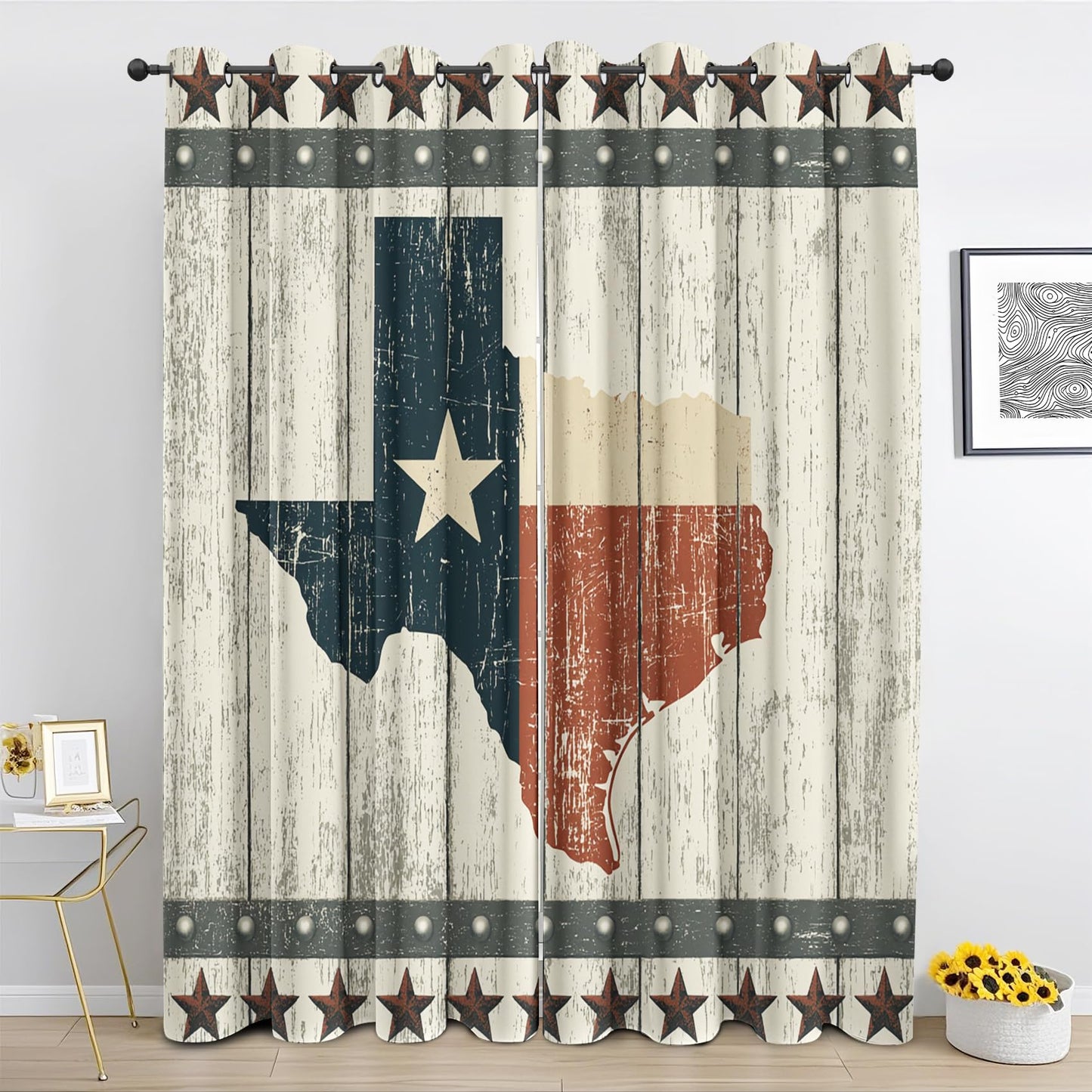 Texas Map Curtains for Living Room