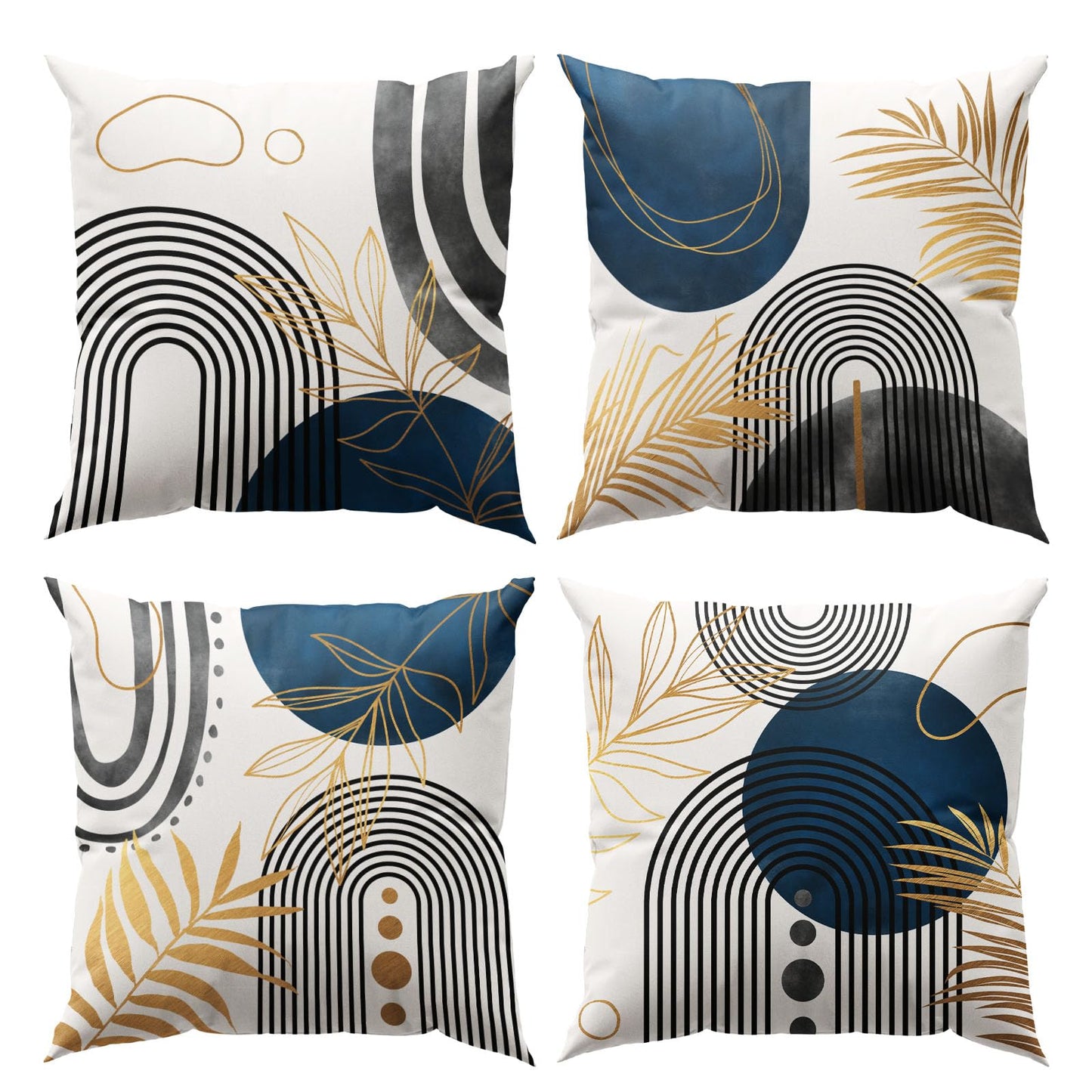 DZGlobal Grey and Blue Throw Pillows Boho Pillow Covers 20x20 Abstract Geometric Pillow Covers Mid Century Modern Decor for Sofa Bed Living Room Couch Set of 4