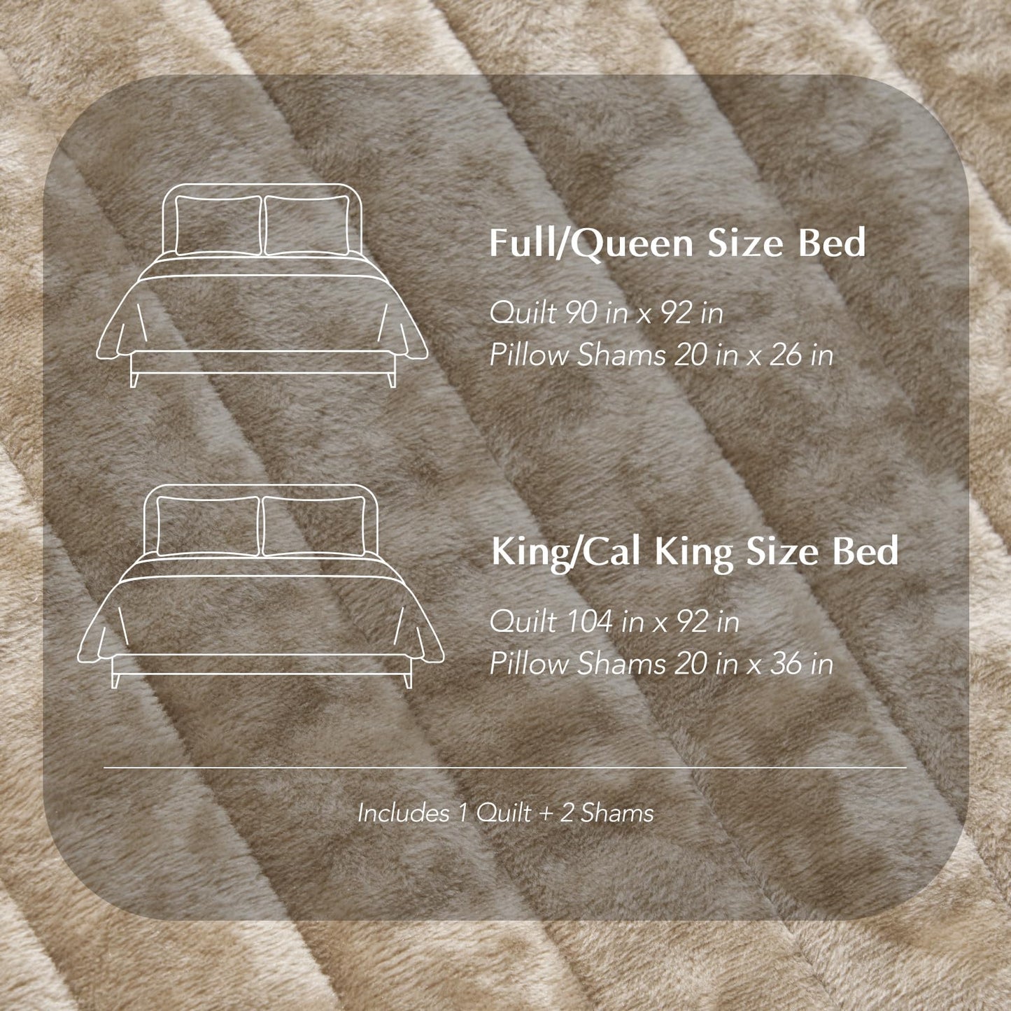 EverGrace Velvet Quilt Set King Size, Luxurious Soft Striped Channel Bedding Set, Lightweight Velvet Comforter for All Season, Oversized Bedspread Coverlet with 2 Matching Shams, Beige Taupe