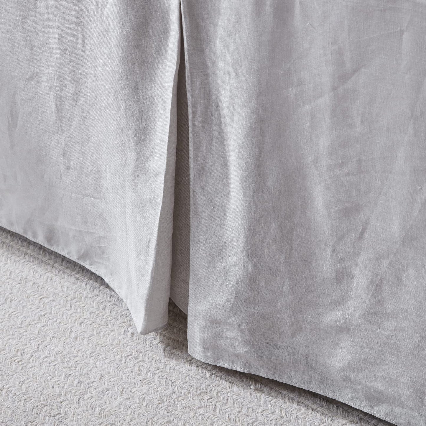 Simple&Opulence Premium Linen Bed Skirt Basic Style 18 inch Tailored Drop Dust Proof Easy Fit Breathable (18'' Basic-Grey, Queen)
