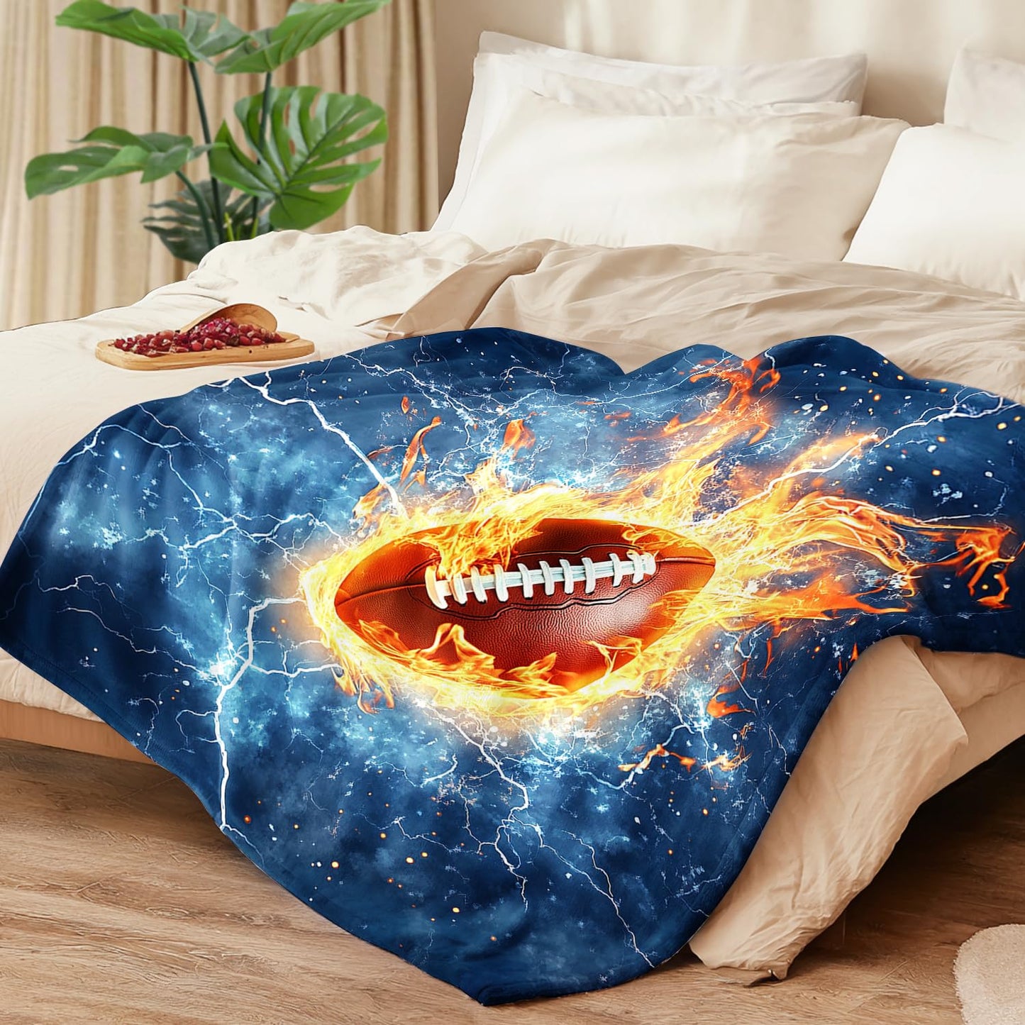 Football Blanket Football Fleece Throw Blanket Super Soft Fuzzy Plush Cozy Warm Footballs Decor Stuffed Bedding Blankets Gift for Boys, Girls Men Women Kids & Adult 50"x40"