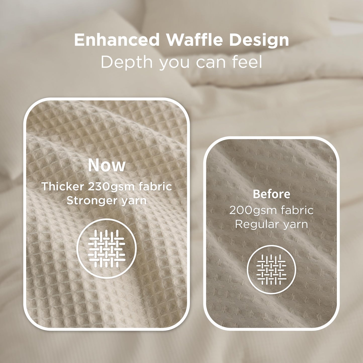 Bedsure Queen Bedding Comforter Set Beige, Waffle Breathable Bedding Set, All Season Comforter with 3 Pieces, 1 Waffle Weave Comforter (90"x90") and 2 Pillowcases (20"x26")