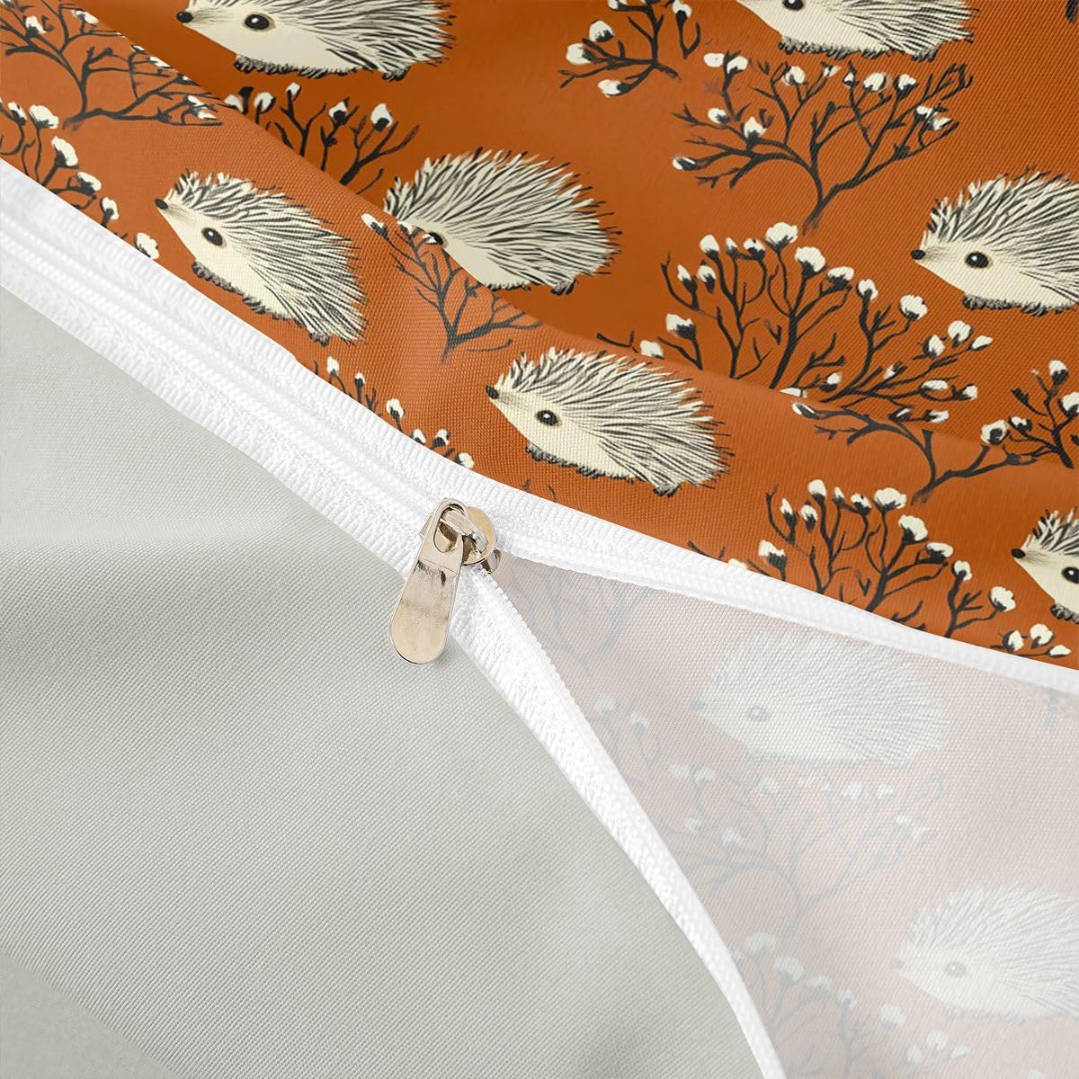 Erosebridal Kawaii Hedgehog Comforter Cover Twin Cartoon Wildlife Duvet Cover for Kids Teens Hedgehog Lovers Botanical Bedding Set Cartoon Cute Kawaii Animal Bed Set