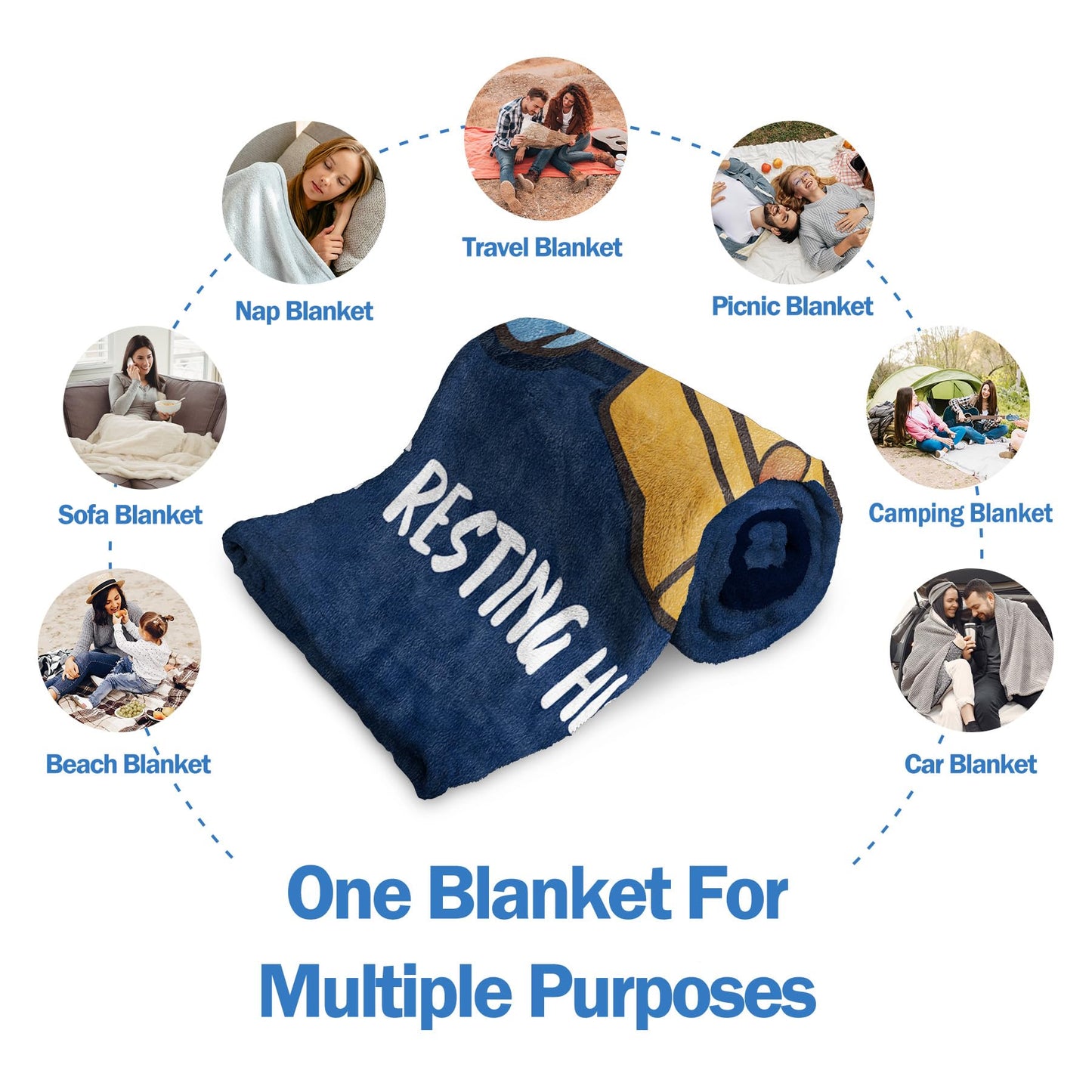 GoMelley Funny Fathers Day Birthday Gift for Dad Husband, Dad is Not Sleeping Blanket, Dads Gifts from Daughter Son, Super Soft Throws Blanket for Couch and Napping, 60" x 50" (Blue)