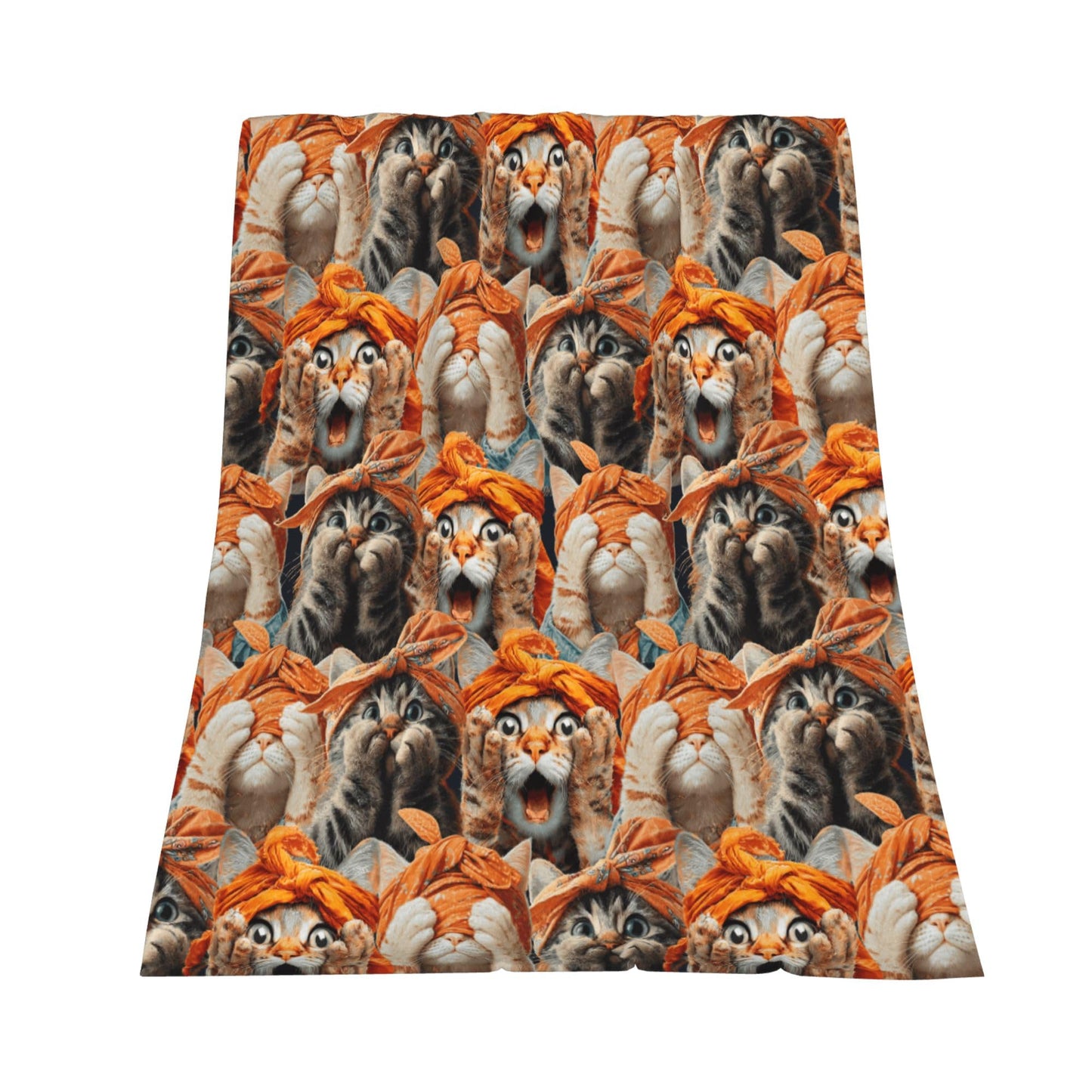 Funny Crazy Cat Flannel Throw Blanket Soft Cozy Blanket for Living Room Couch Sofa Bed 50 x 60 Inches