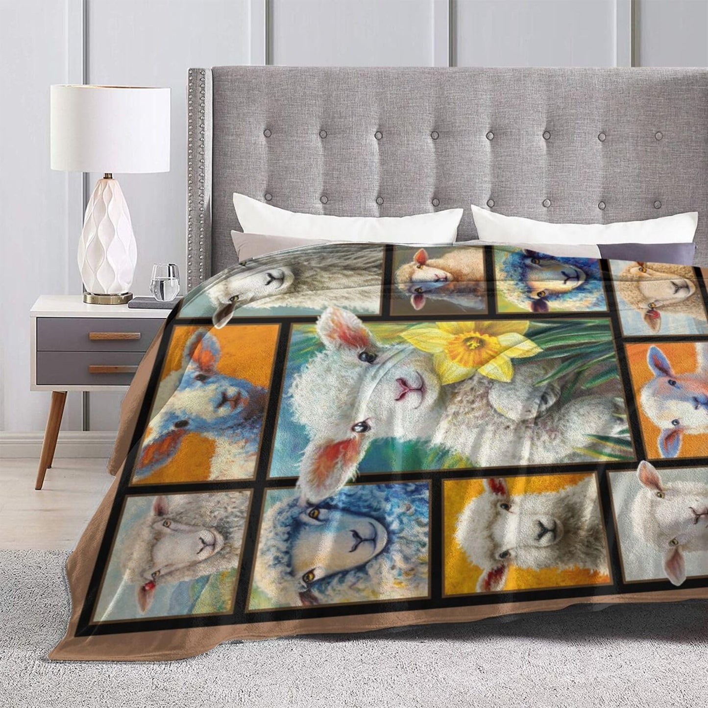 Cute Sheep Blanket Goat Animal Blankets Fleece Plush Flannel Super Soft Cozy Warm Lightweight Lamb Lover Decor Gifts for Boys Girls Kids Adults Men Women 40" x 50"