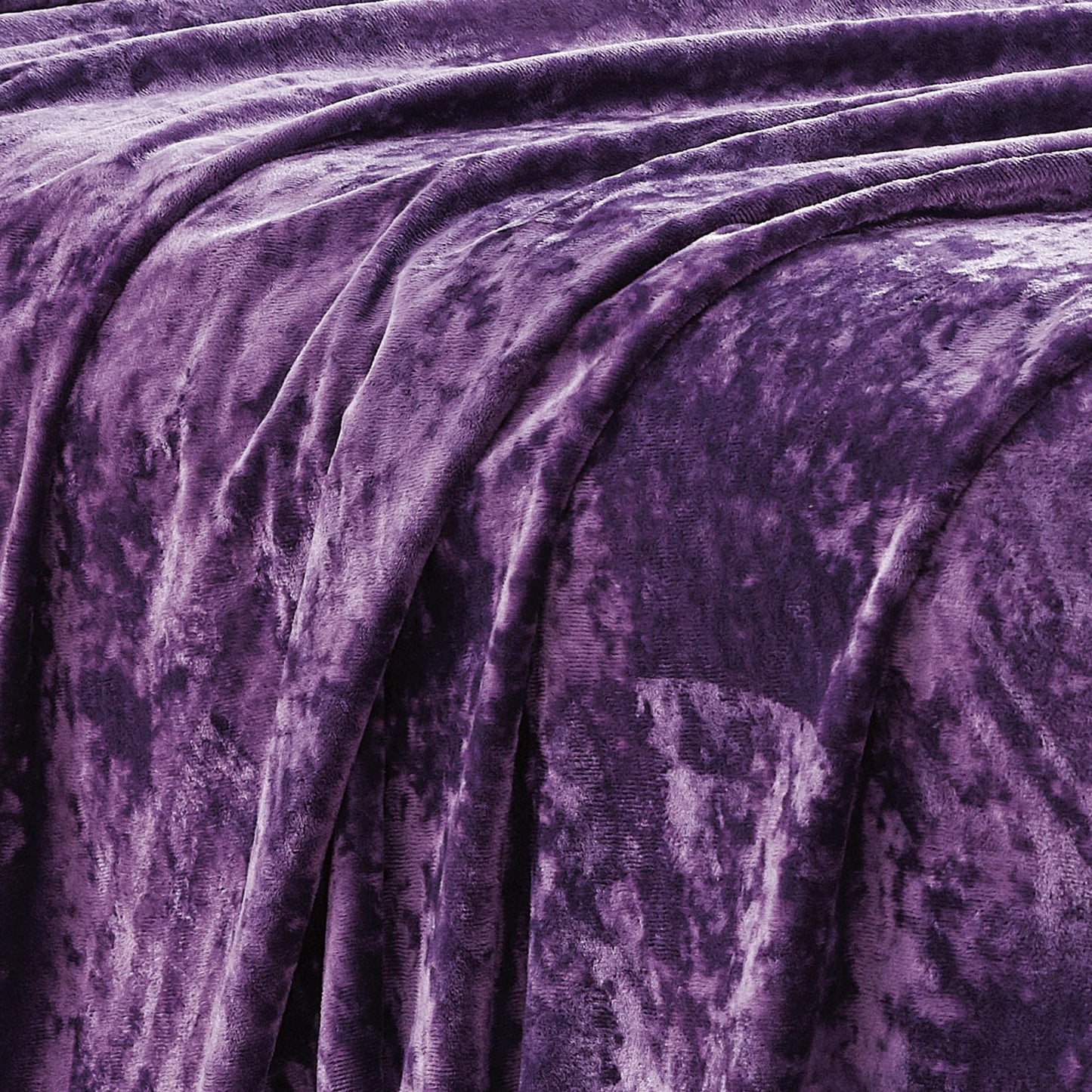 Fredsure Distressed Velvet Sheet Set, 4 Pieces Purple Queen, Ultra Soft, Warm