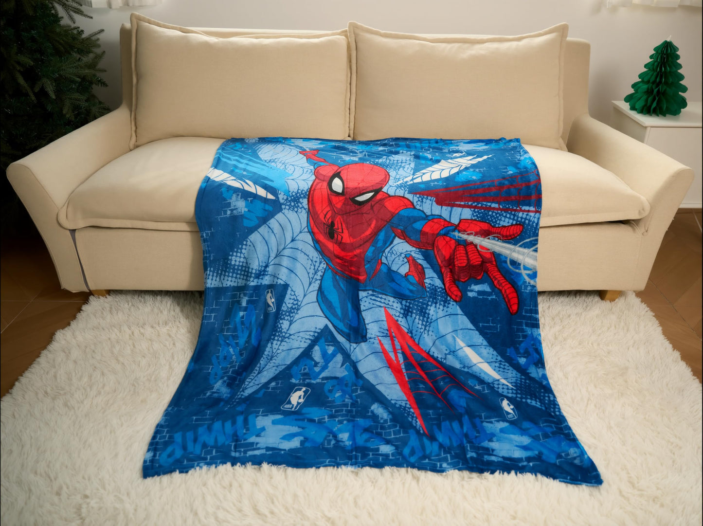 Northwest Disney Spiderman Plush Throw Blanket, 46" x 60" Silk Touch Soft Fleece Marvel Blanket for Boys Kids & Adults, Officially Licensed