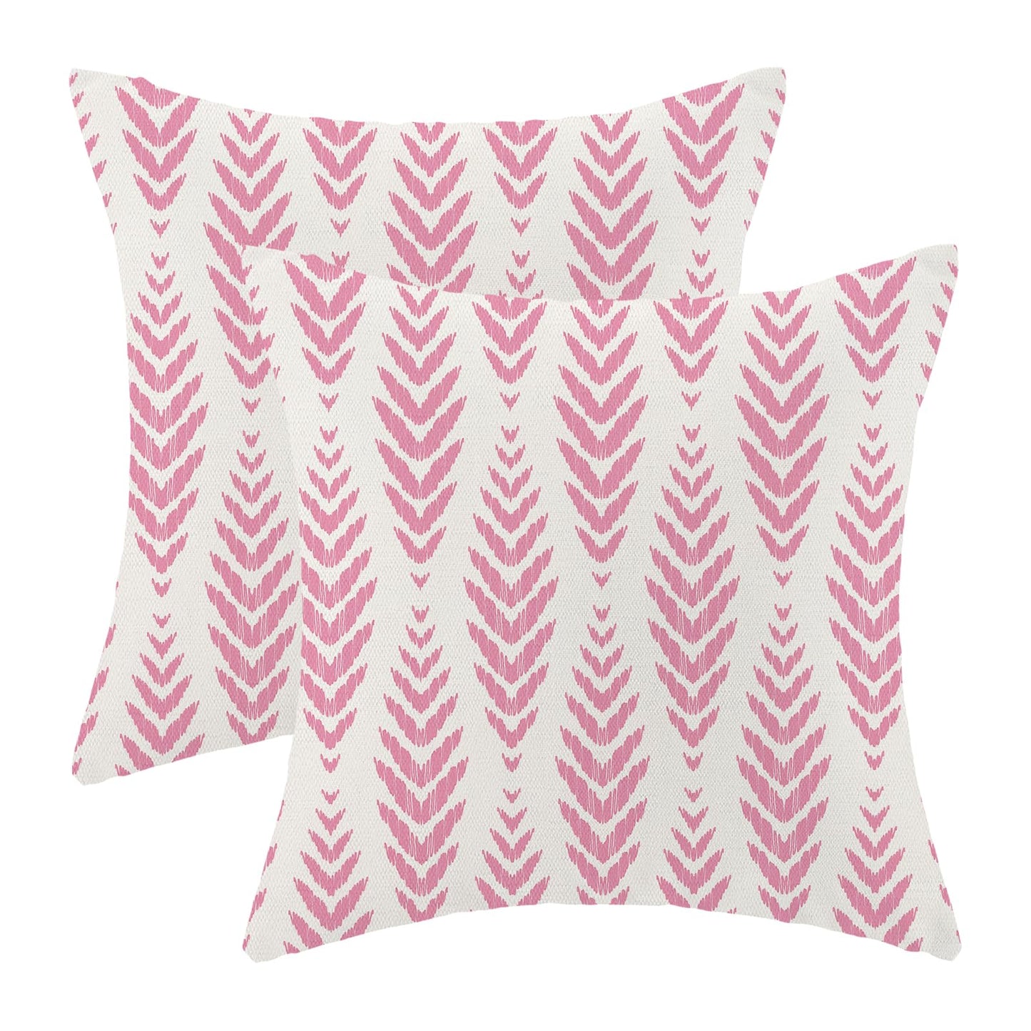 CXMEIFLY Hot Pink Boho Pillow Covers 18 x 18 Inch Set of 2 Preppy Herringbone Bohemian Ethnic Decor Throw Pillows Geometric Tribal Summer Outdoor Linen Farmhouse Decorative Pillowcases for Couch Bed