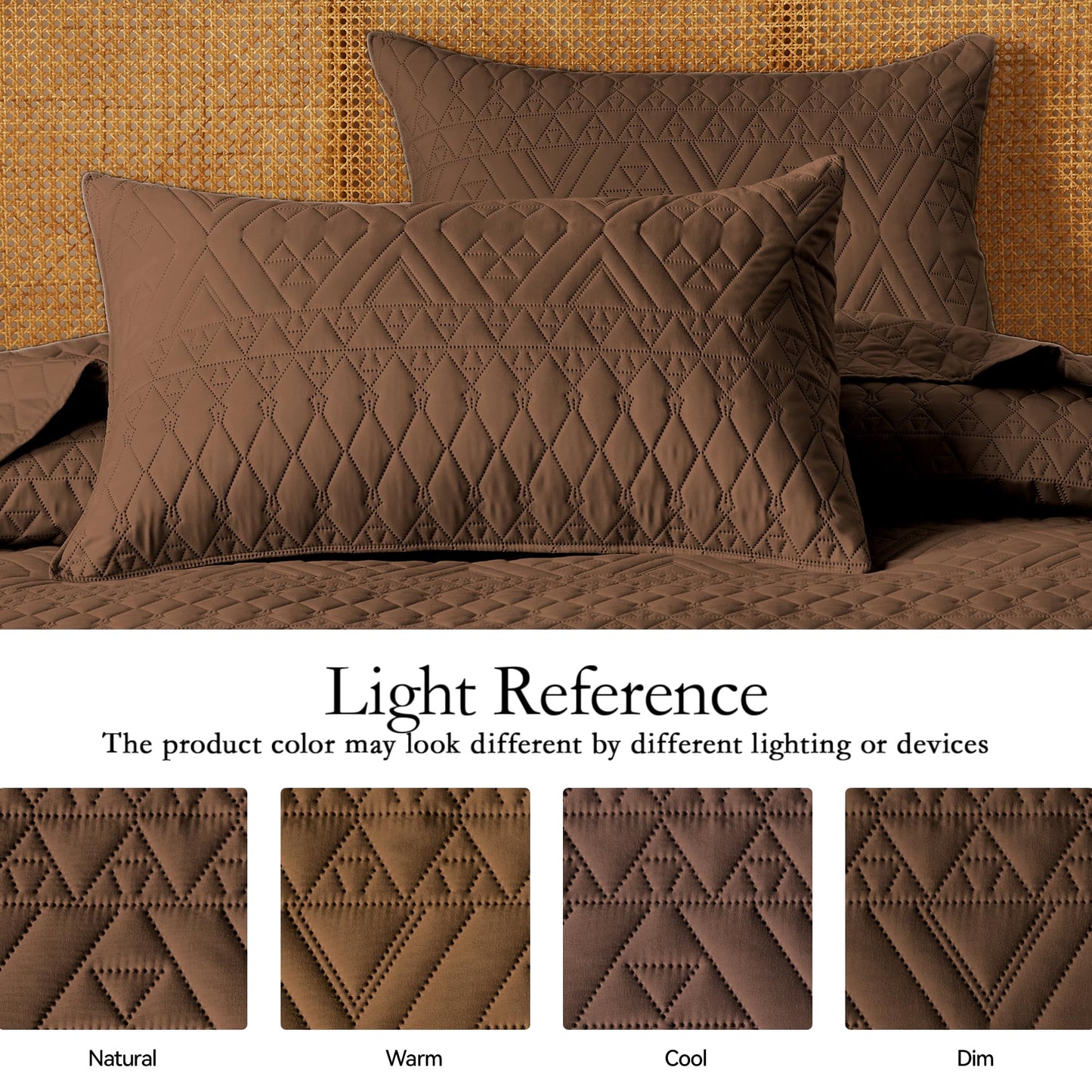 akkialla King/Cal King Size Quilt Bedding Set,Brown Lightweight Microfiber Soft Bedspread,Modern Style Geometric Pattern Coverlet Set for All Seasons,3 Piece(1 Quilt,2 Pillow Shams)