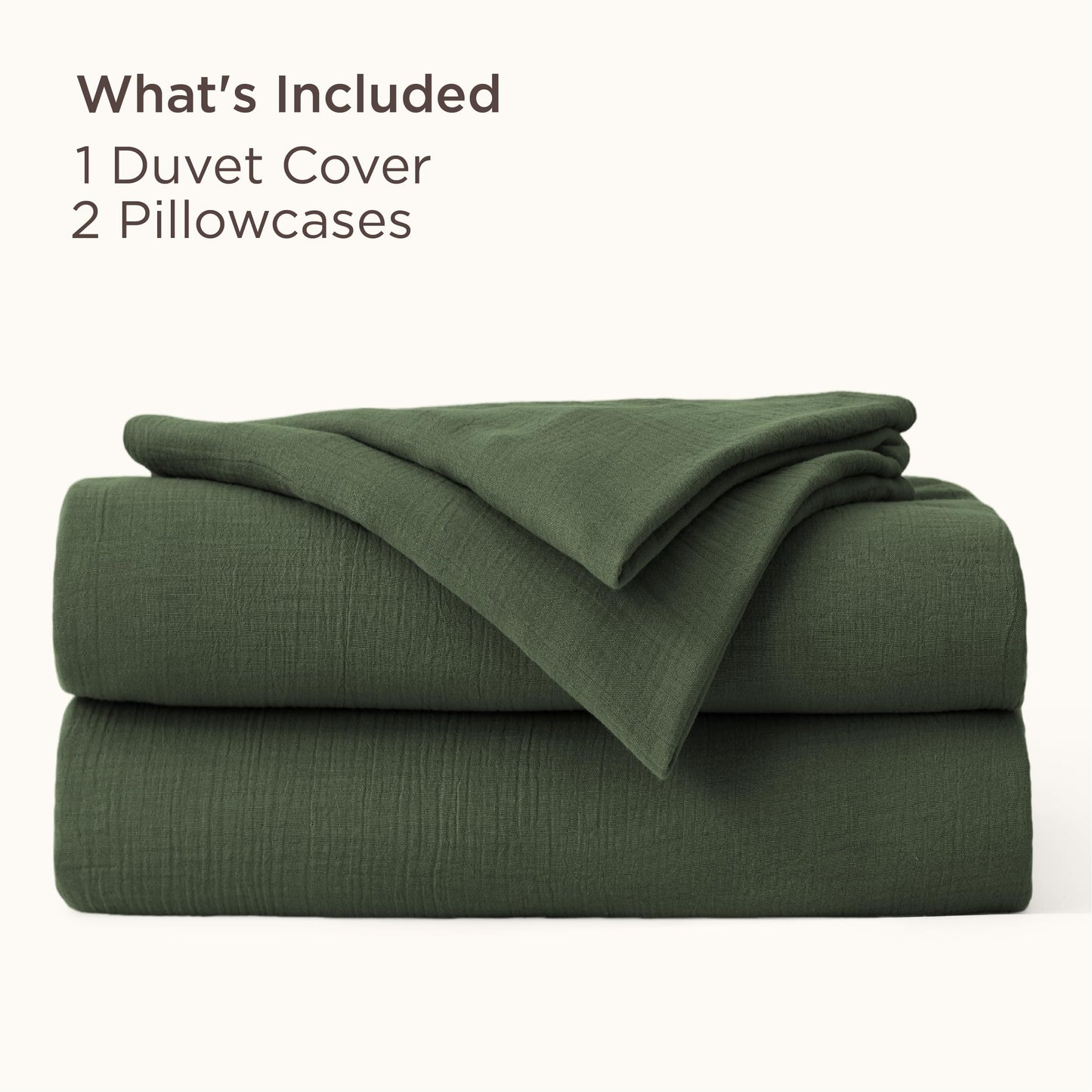 Bedsure Muslin Duvet Cover King Size - Cotton Blend Viscose Derived from Bamboo, Cooling Duvet Cover, PureWoven Ultra-Soft & Breathable Bedding Set for All Seasons (Olive Green, 104"x90")