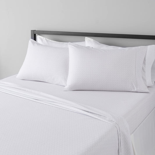 Amazon Basics Lightweight Super Soft, Wrinkle Free, Wrinkle Resistant Breathable Microfiber 4 Piece Bed Sheet Set With 14-Inch Deep Pockets, Full, Gray Crosshatch, Printed