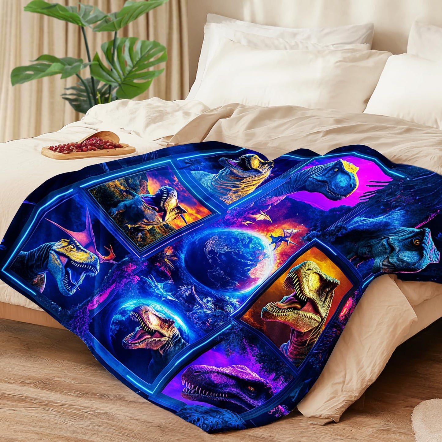 Dinosaur Blanket Dinosaur Fleece Throw Blanket Super Soft Fuzzy Plush Cozy Warm Dinosaurs Decor Stuffed Bedding Blankets Gift for Boys Girls Men Women Kids & Adult 50"x40"