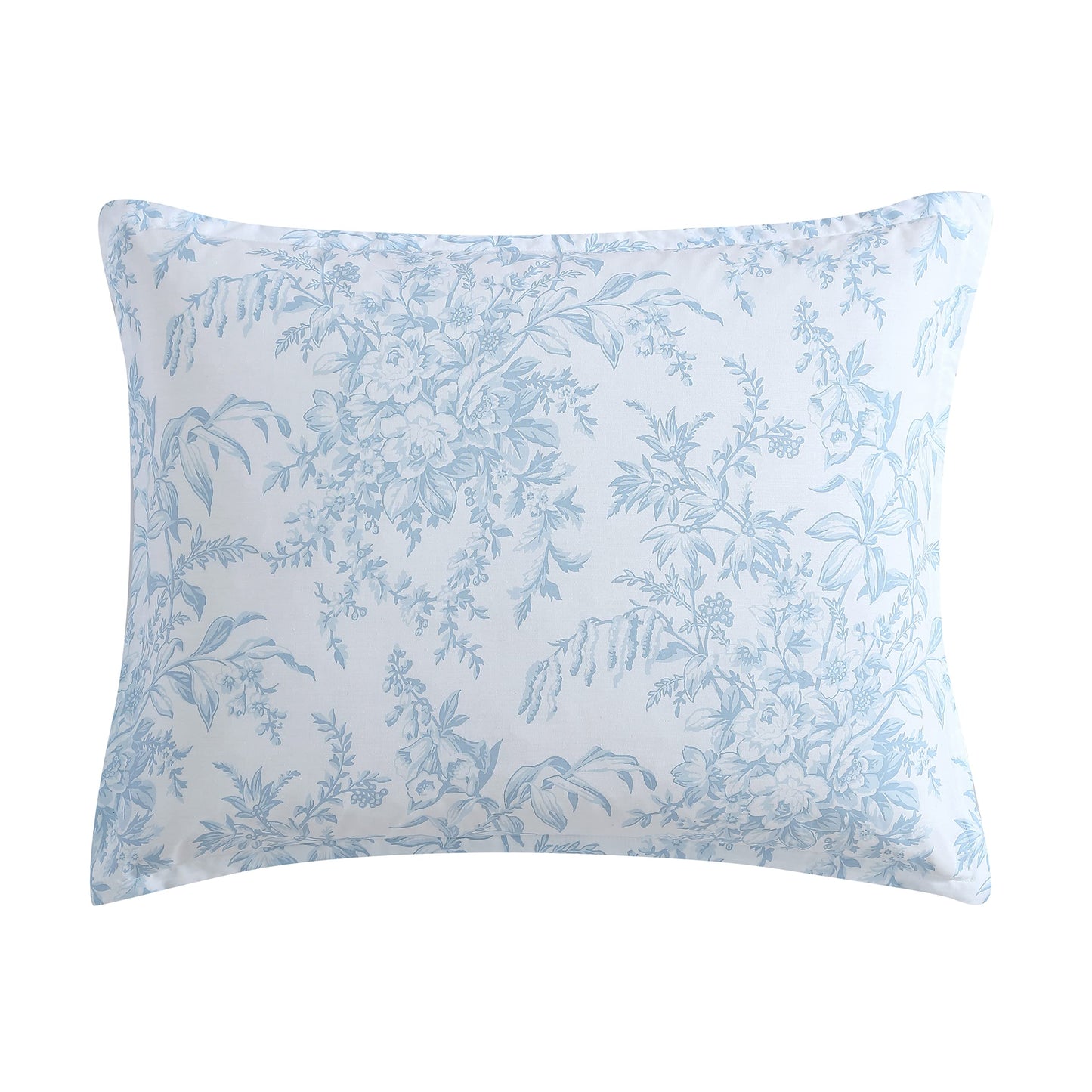 Laura Ashley – Queen Comforter Set, Soft Bedding with Matching Shams, Reversible Floral Room Decor, College Dorm Room Essentials (Bedford Blue)