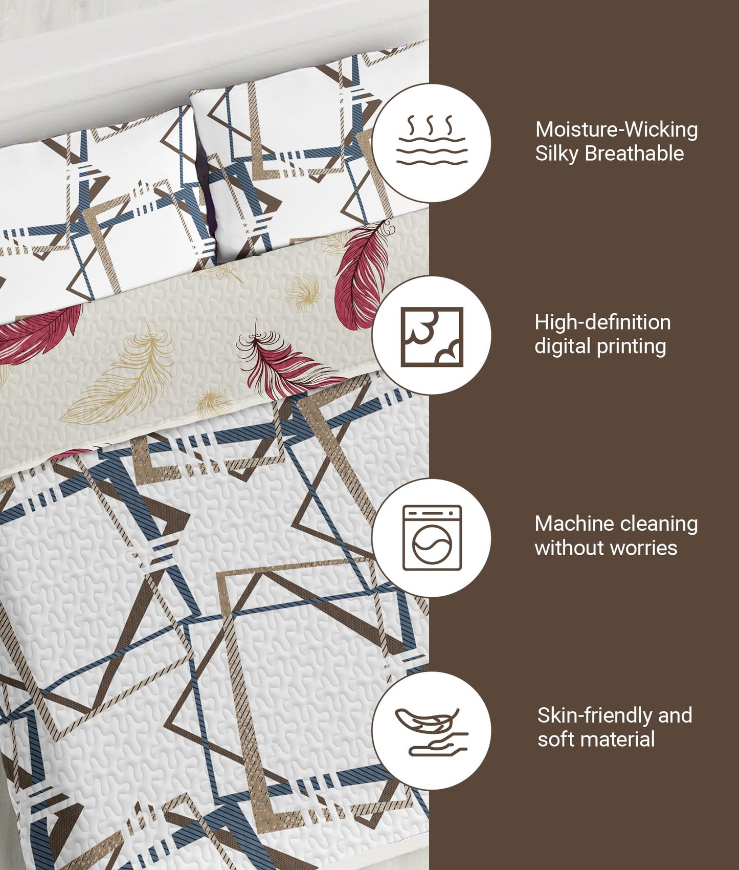 Classic 9-Piece Geometric Print Queen Light Comforter Set with Matching Curtains, Creamy White Bedspread Set Ultra-Soft & Machine Washable Refined Update To Bedroom Decor, Ideal of All-Season Gift