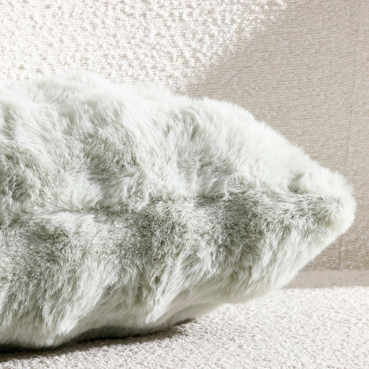 linmopm Excluding Insert Faux Rabbit Fur Bubble Pack of 2 Throw Pillow Cover Double Side 18x18 Inch Green Thick Plush Dense Fuzzy Decorative Cushion Covers for Couch Bedroom