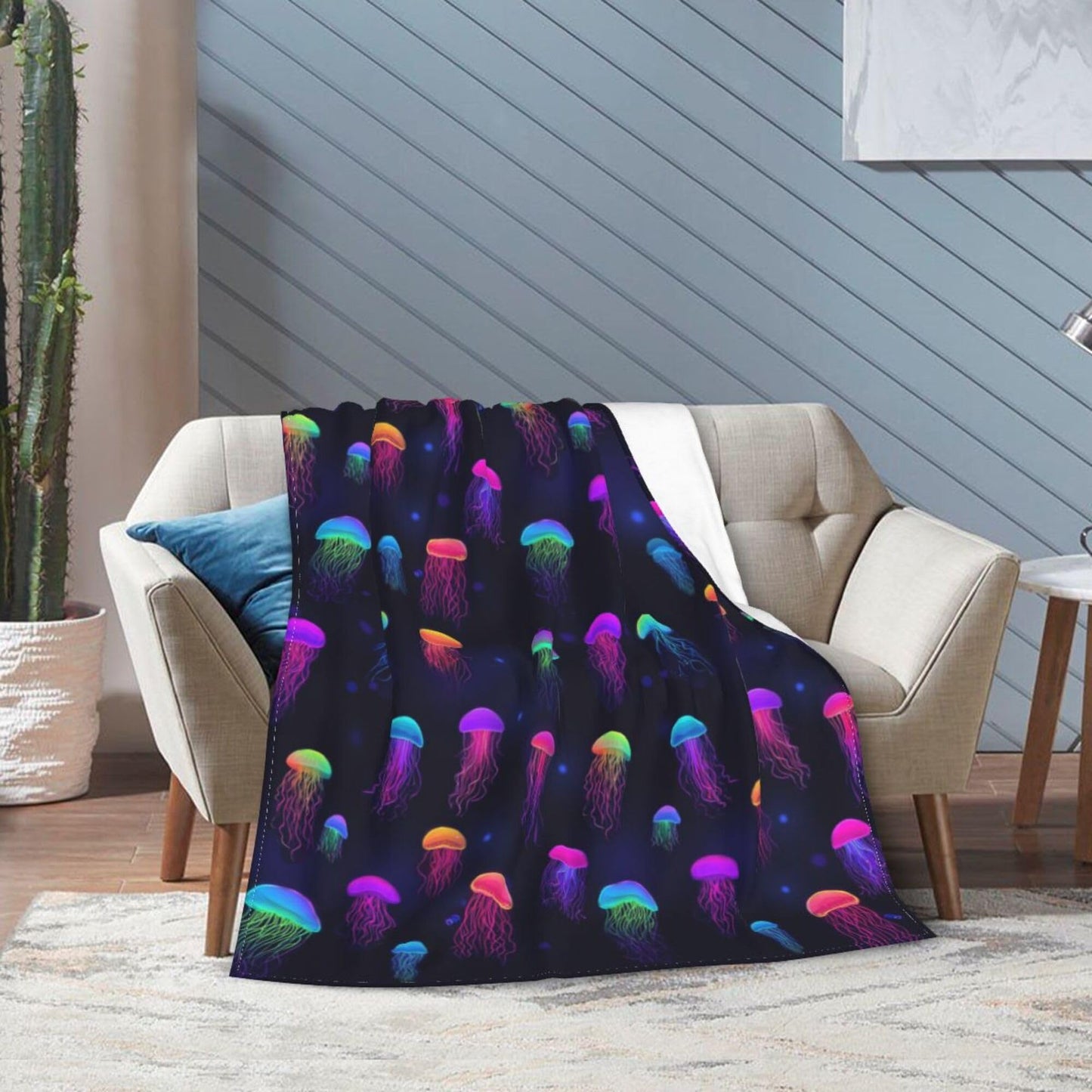 Jellyfish Blanket Jellyfish Decor Cozy Animal Throw Super Soft Plush Flannel Fleece Blanket Gift for Kids Adults Men Women Ultra Warm & Lightweight Flannel, 50"X40"