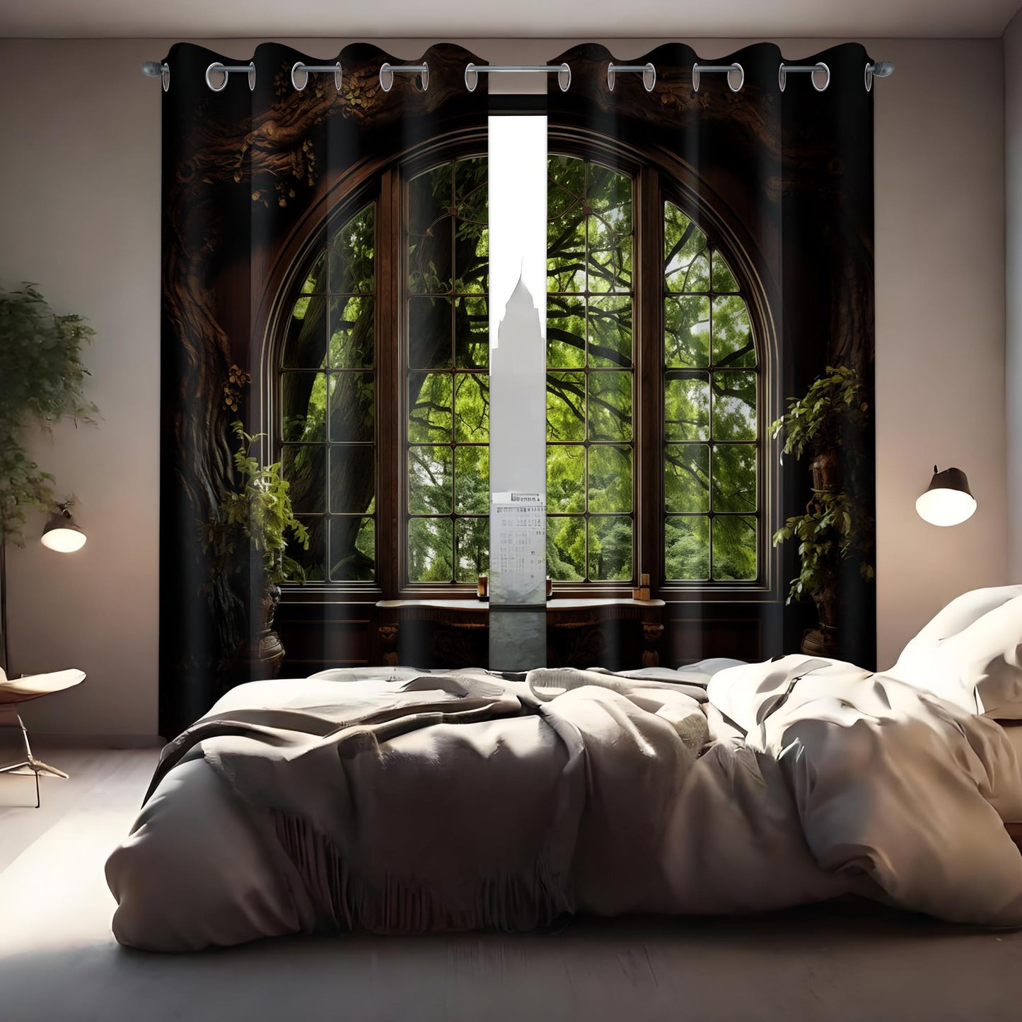 dueeia Forest Landscape Blackout Curtains, 84 X 52 Inch