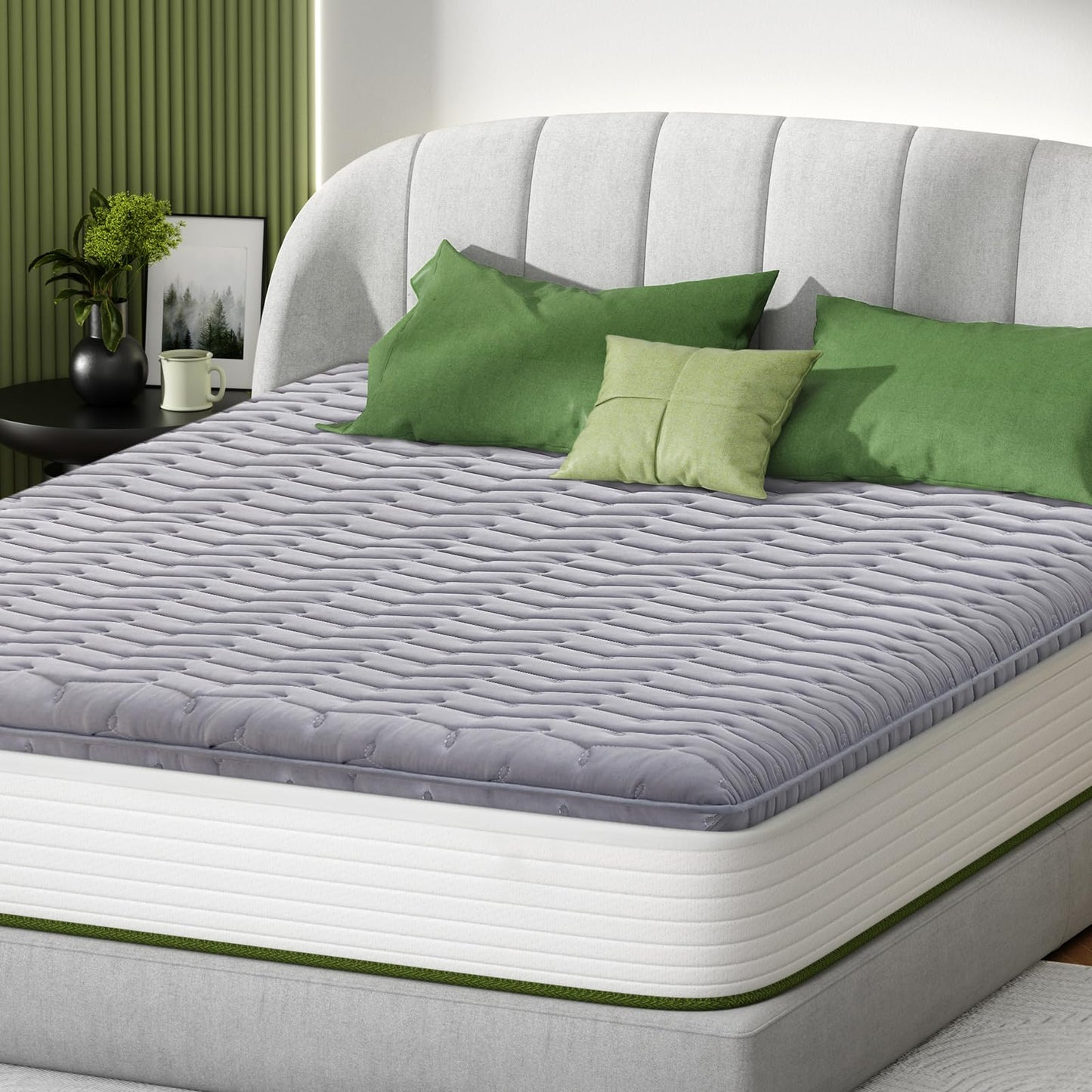 Premium Foam Mattress Topper Twin – Medium Firm Supportive Bed Topper for Pressure Relief, Hypoallergenic & Breathable Mattress Pad, Stain-Resistant Gray (Twin Size: 75×39 Inches)