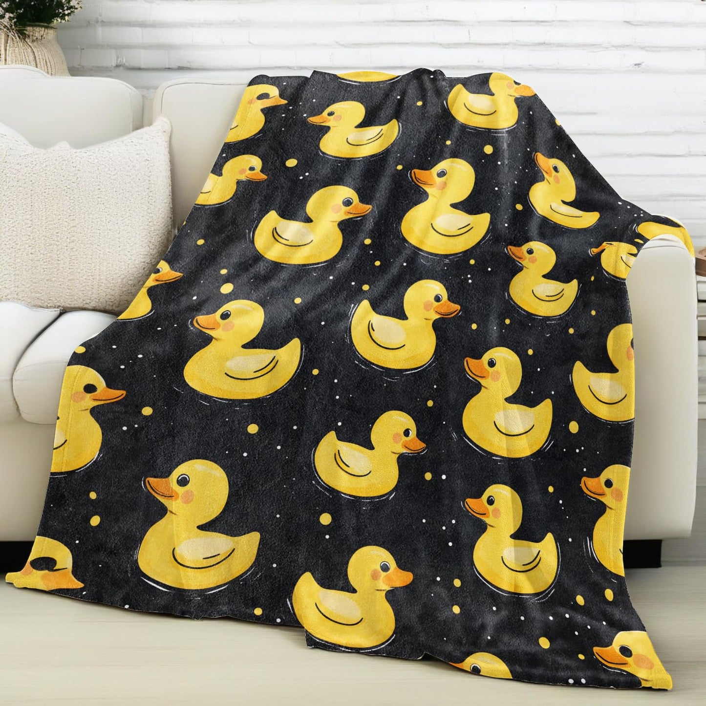 vnlvnl Cute Yellow Rubber Duck Blanket Lightweight Flannel Blankets Birthday Gifts for Adults with Playful Cartoon Printed Throw for Couch Chair Office Bedroom Decor, 60x50inch