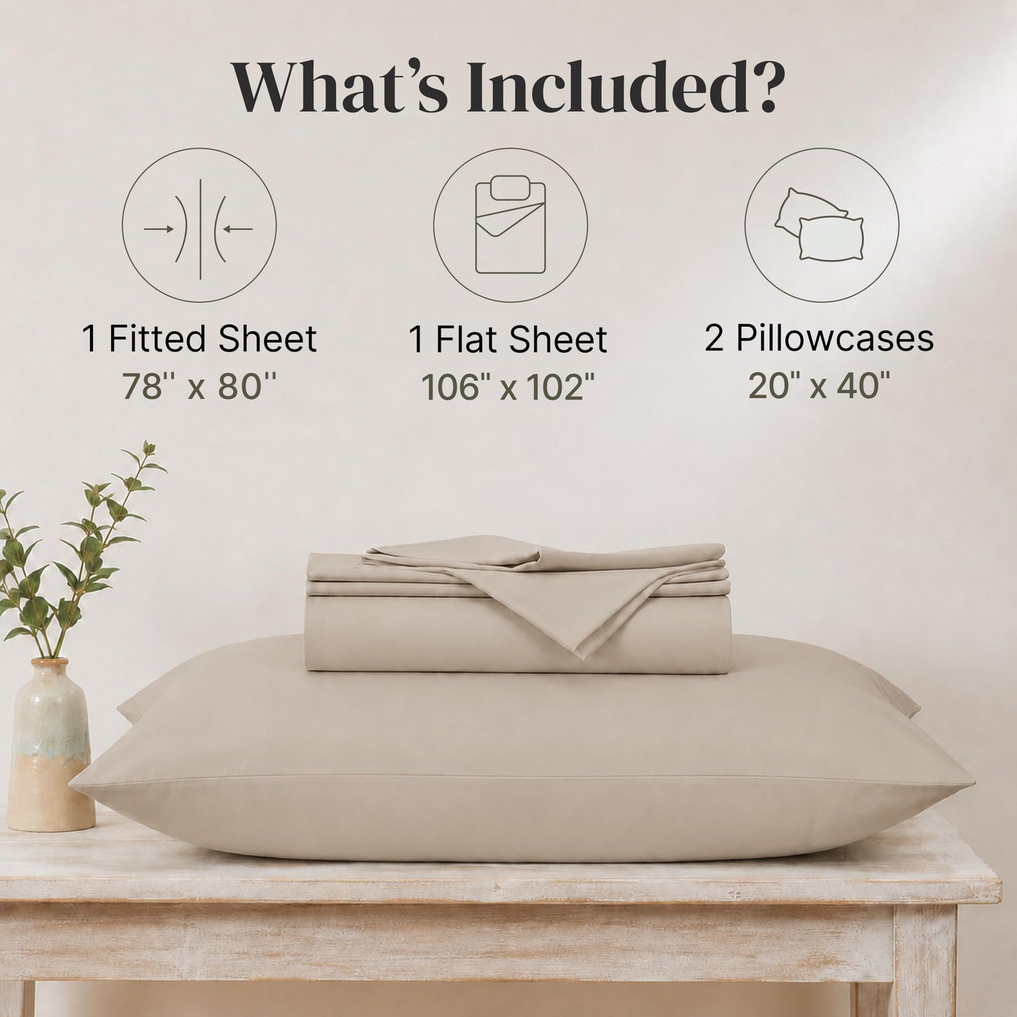 Modern Threads Soft Microfiber Solid Sheets - Luxurious Microfiber Bed Sheets - Includes Flat Sheet, Fitted Sheet with Deep Pockets, & Pillowcases Khaki King