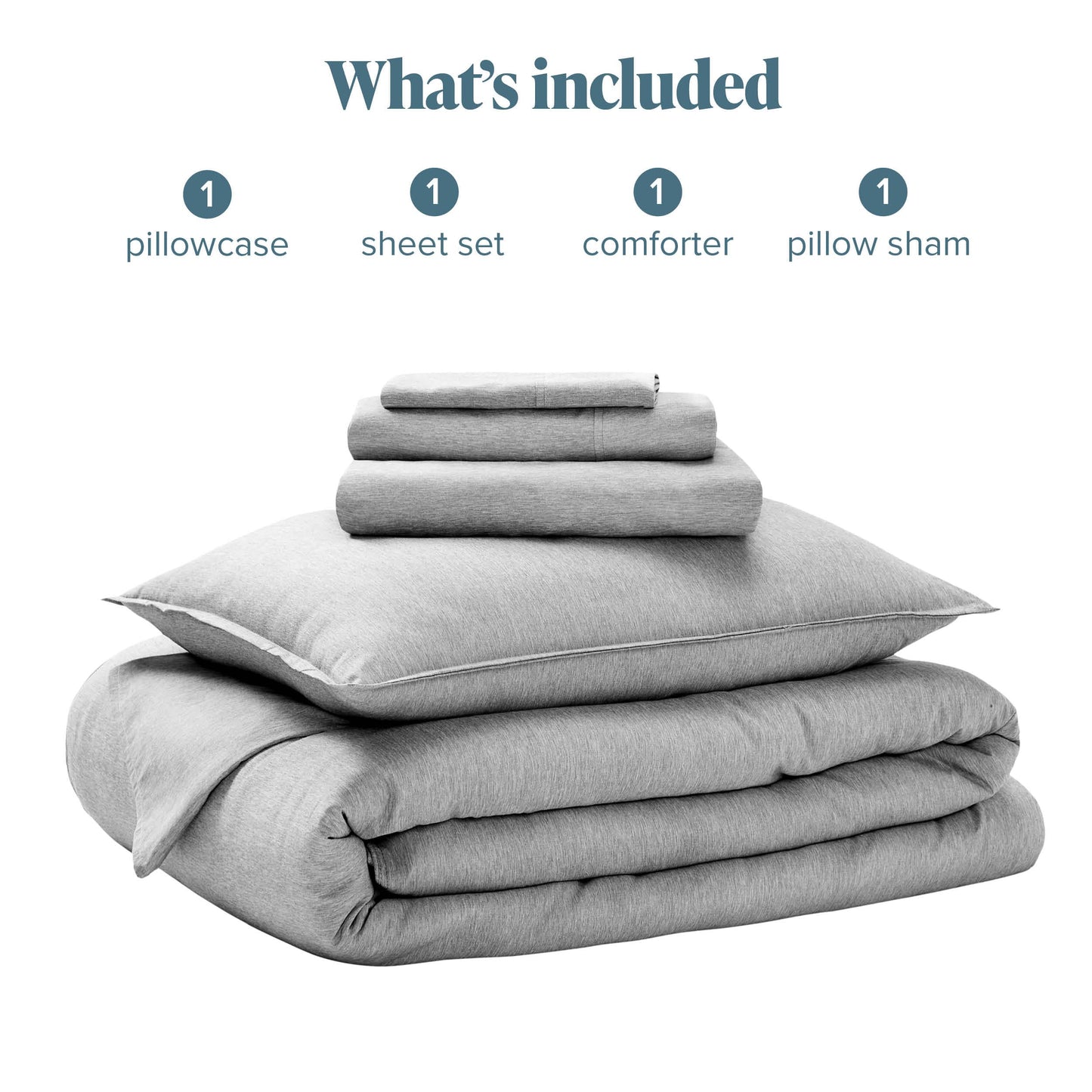 Bare Home Bed-in-A-Bag 5 Piece Comforter & Sheet Set - Twin XL - Goose Down Alternative - Ultra-Soft 1800 Premium Bedding Set - Cationic (Twin XL, Heathered Charcoal)