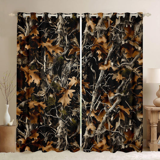 Feelyou Tree Branches Curtains for Bedroom Living Room Tree Blackout Shades Botanical Room Darkening Curtain Leaf Window Treatments, 2 Panels 52 x 63 Inch Nature Theme Decor